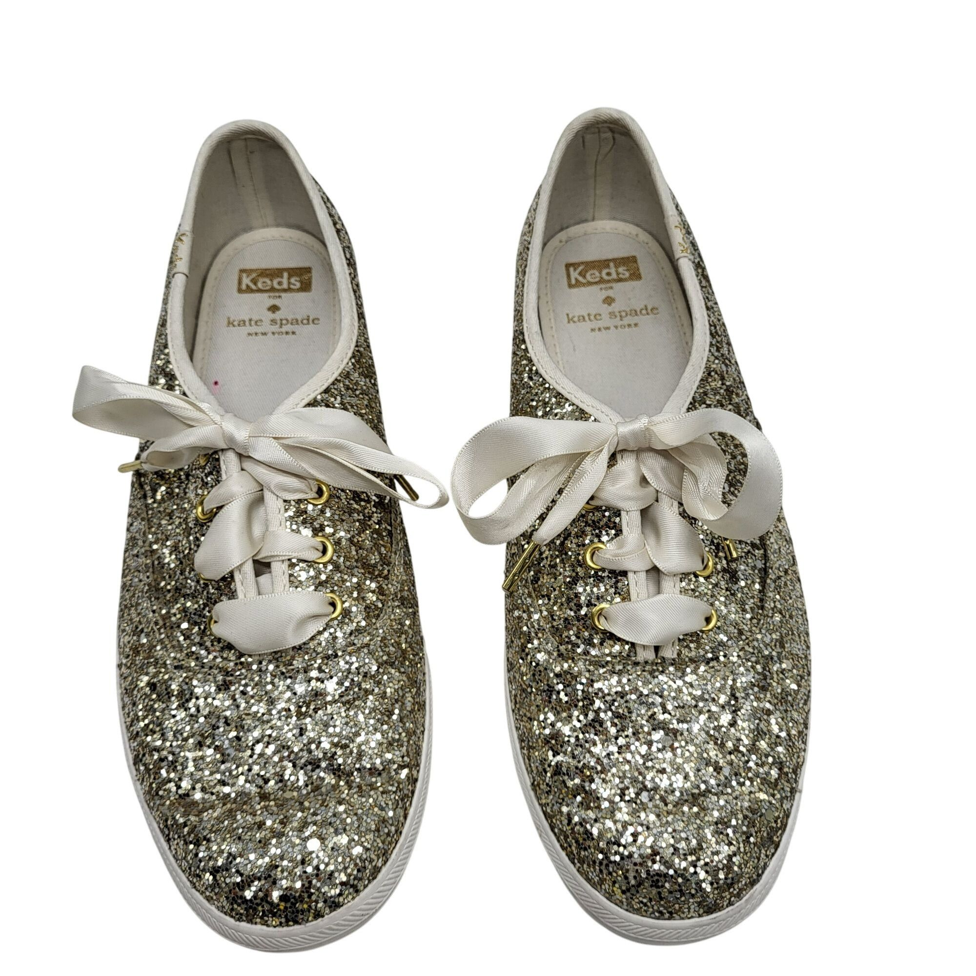 Keds Keds X Kate Spade Gold Glitter Sparkle White Sneakers Satin Size US 8 / IT 38 - 5 Thumbnail