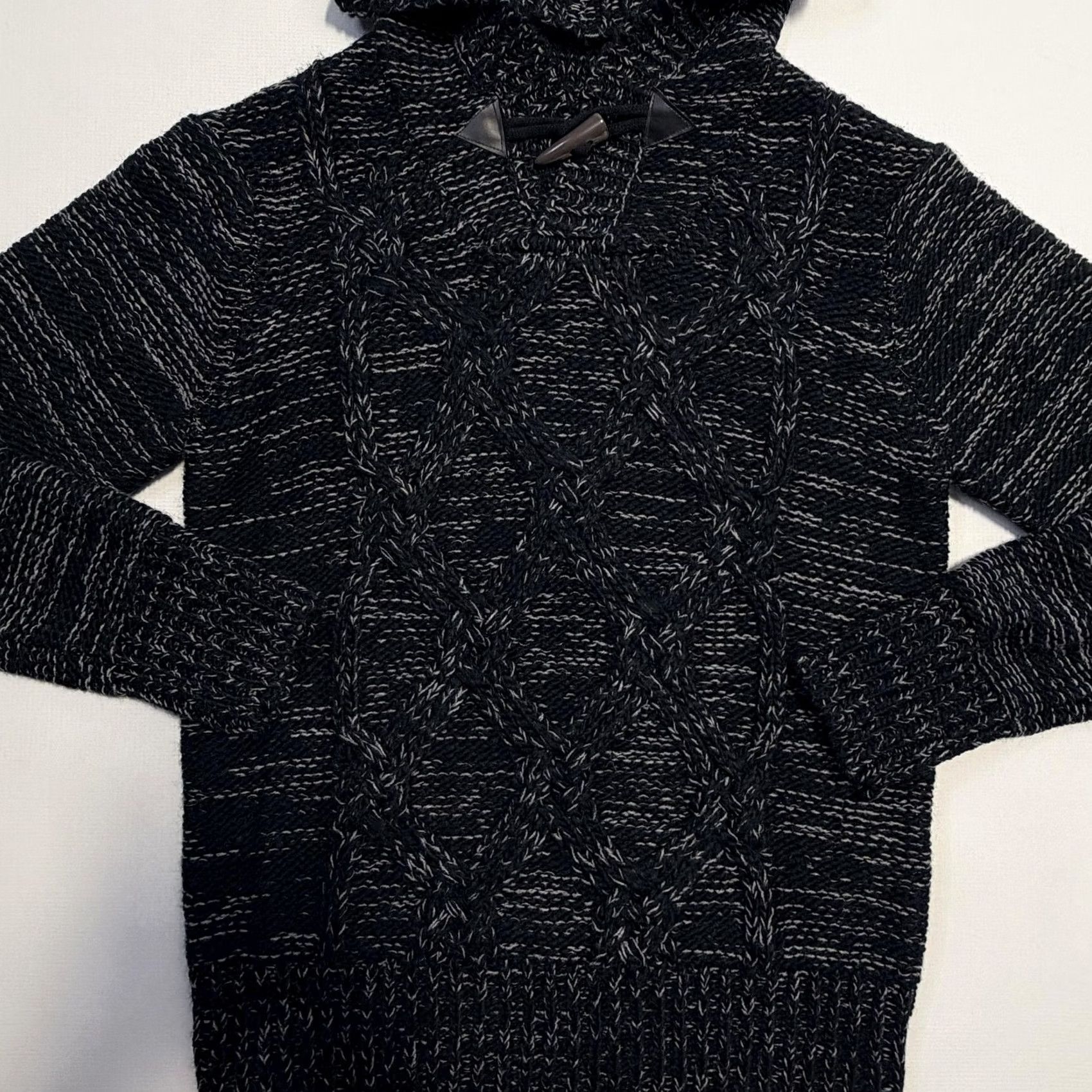 Vintage Projek Raw Mens Large Black Gray Hooded Cable-Knit Pullover Sweater Size US L / EU 52-54 / 3 - 3 Thumbnail
