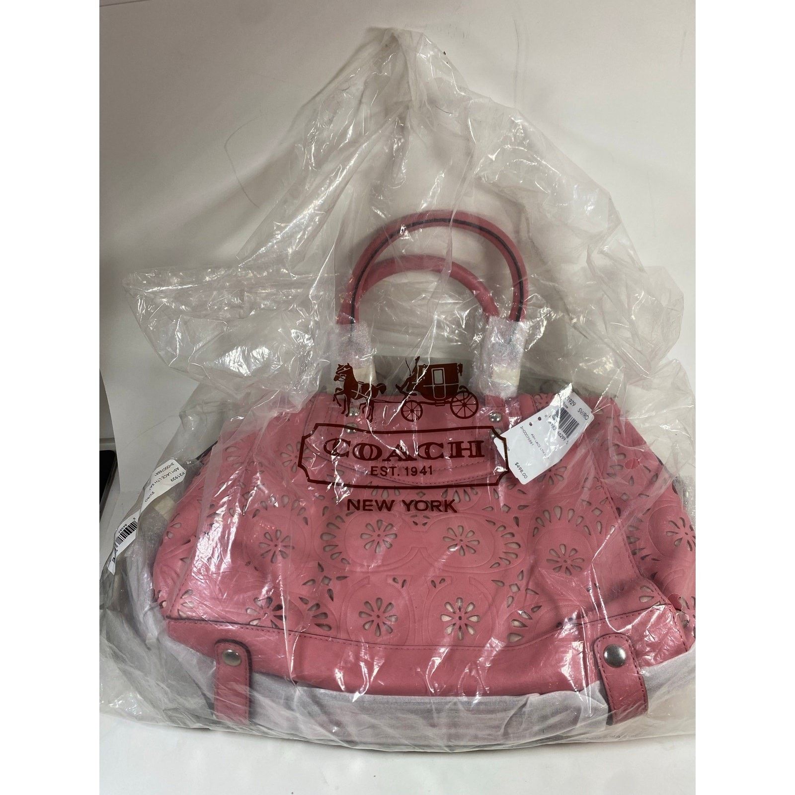 Coach Coach Leather Lace Eyelet Ashley Carryall Purse Pink NWT Size ONE SIZE - 3 Thumbnail
