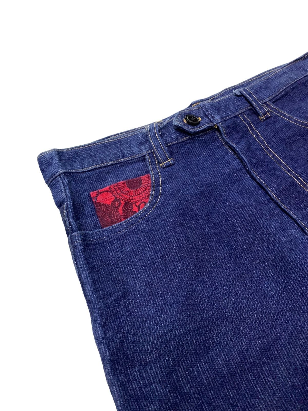 Christian Audigier × Ed Hardy 2000s Rei’s Japan Herringbone Indigo Jeans Evisu Style Size US 32 / EU 48 - 5 Thumbnail