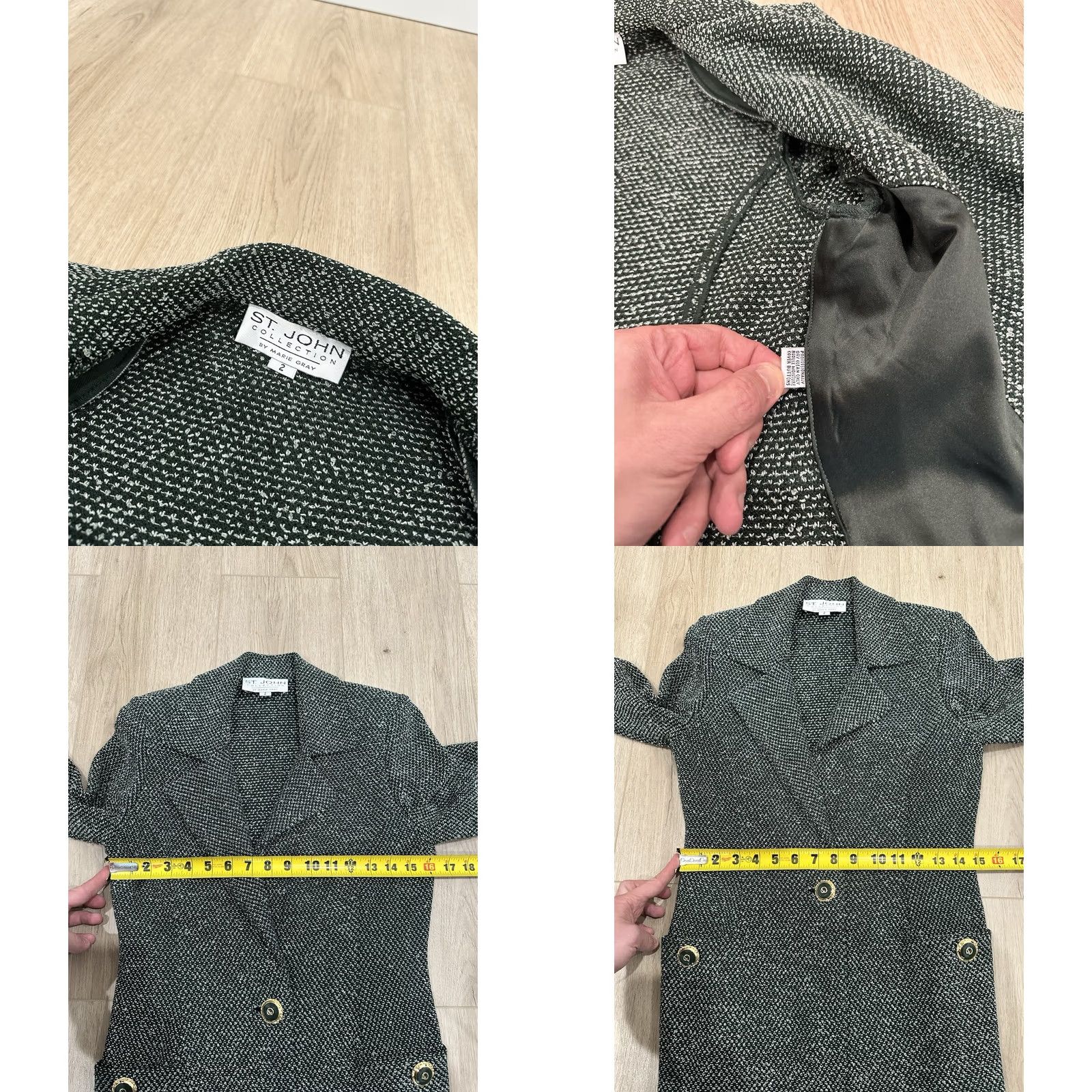 St. John VINTAGE St. John Blazer Knit Green Tweed Wool Blend Size 2 Womens Jacket Formal Repairable? Size XS / US 0-2 / IT 36-38 - 8 Thumbnail