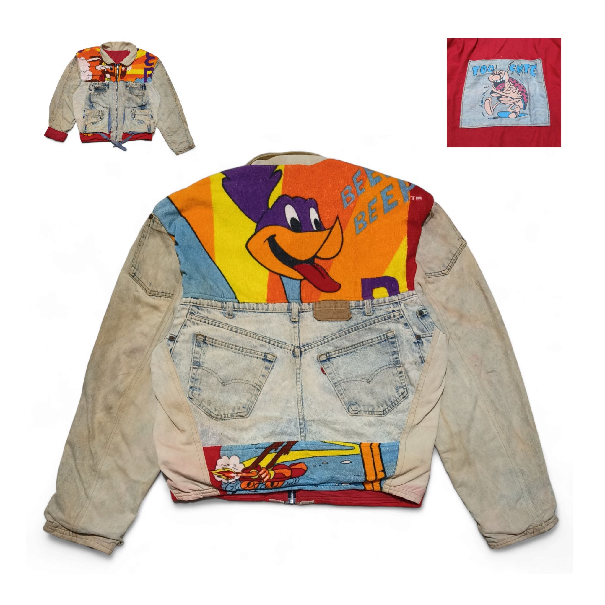 Too Cute Guetta Bros. Vintage Road Runner Wile TOO CUTE Guetta Bros Denim Jacket Size US XL / EU 56 / 4 - 1 Thumbnail