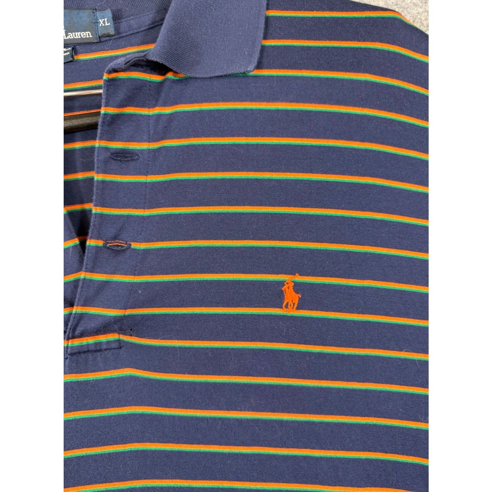 Polo Ralph Lauren Polo Ralph Lauren Polo Shirt Mens XL Blue Orange Striped Pima Cotton Performance Short Sleeve Size US XL / EU 56 / 4 - 5 Thumbnail