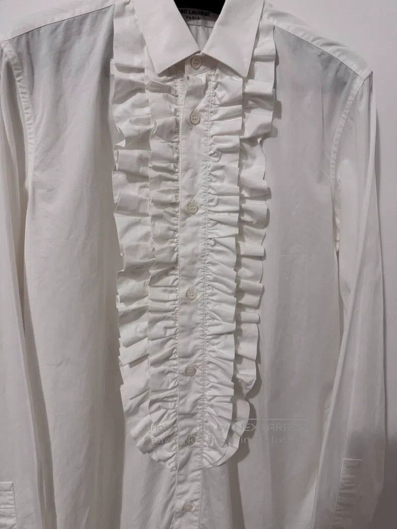 Saint Laurent Paris Saint Laurent Paris size 37 Pure white ruffled basic blous Size US S / EU 44-46 / 1 - 3 Thumbnail