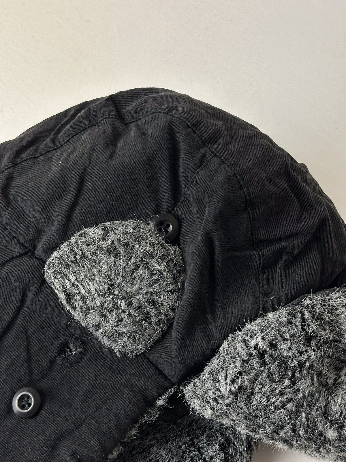 Hysteric Glamour × Vintage Crazy Y2K Mohair Fuzzy Hat Ushanka Punk Huge Size ONE SIZE - 4 Thumbnail