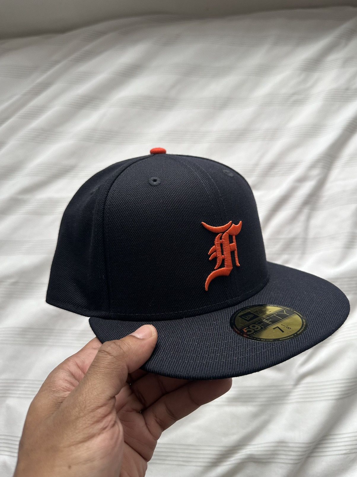 image of Essentials x Fear Of God New Era Detroit Tigers 59Fifty Cap 7 1/8 in Navy, Men's