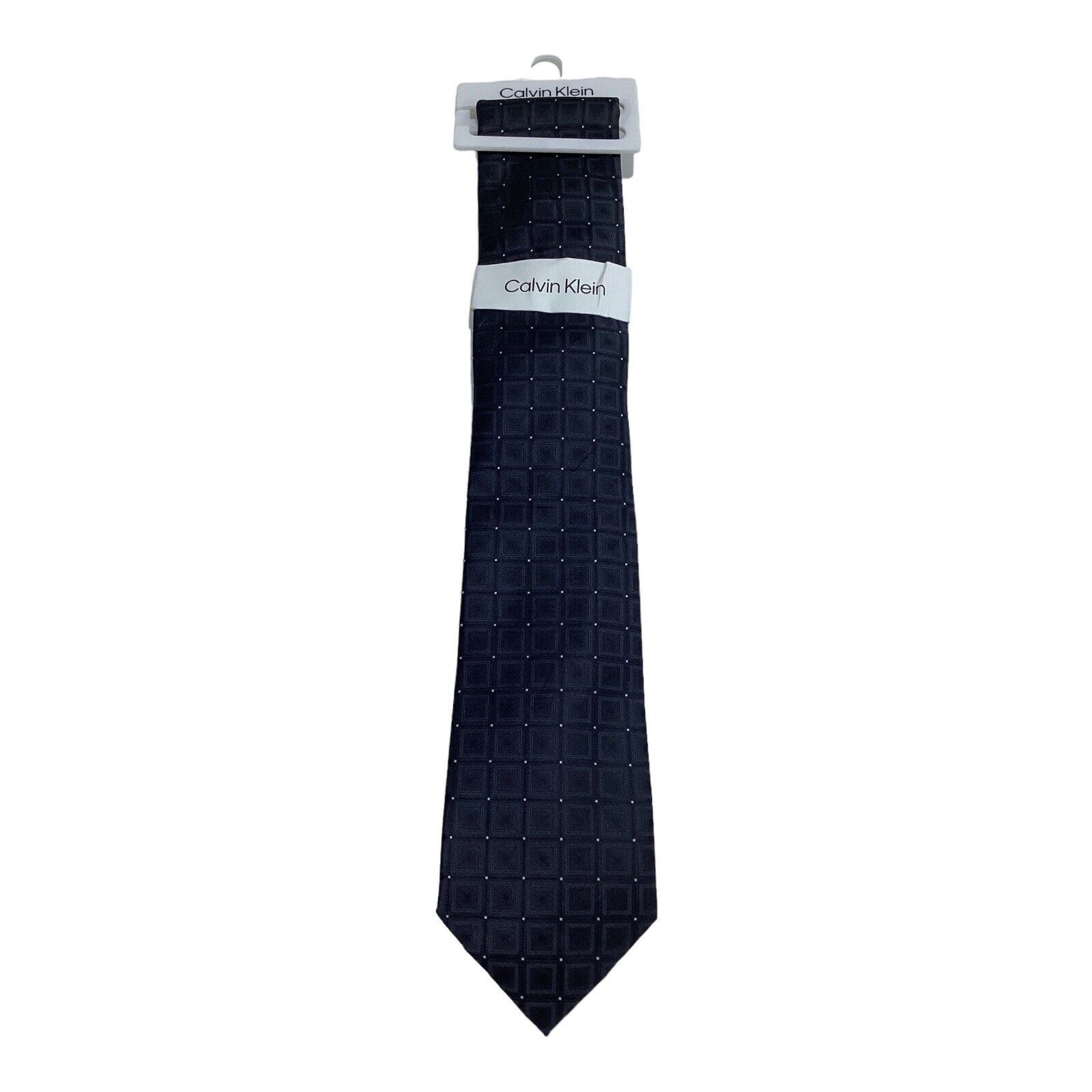 Calvin Klein CALVIN KLEIN Gray Geometric Luxury PolyesterTie W: 3" NWT Size ONE SIZE - 1 Thumbnail