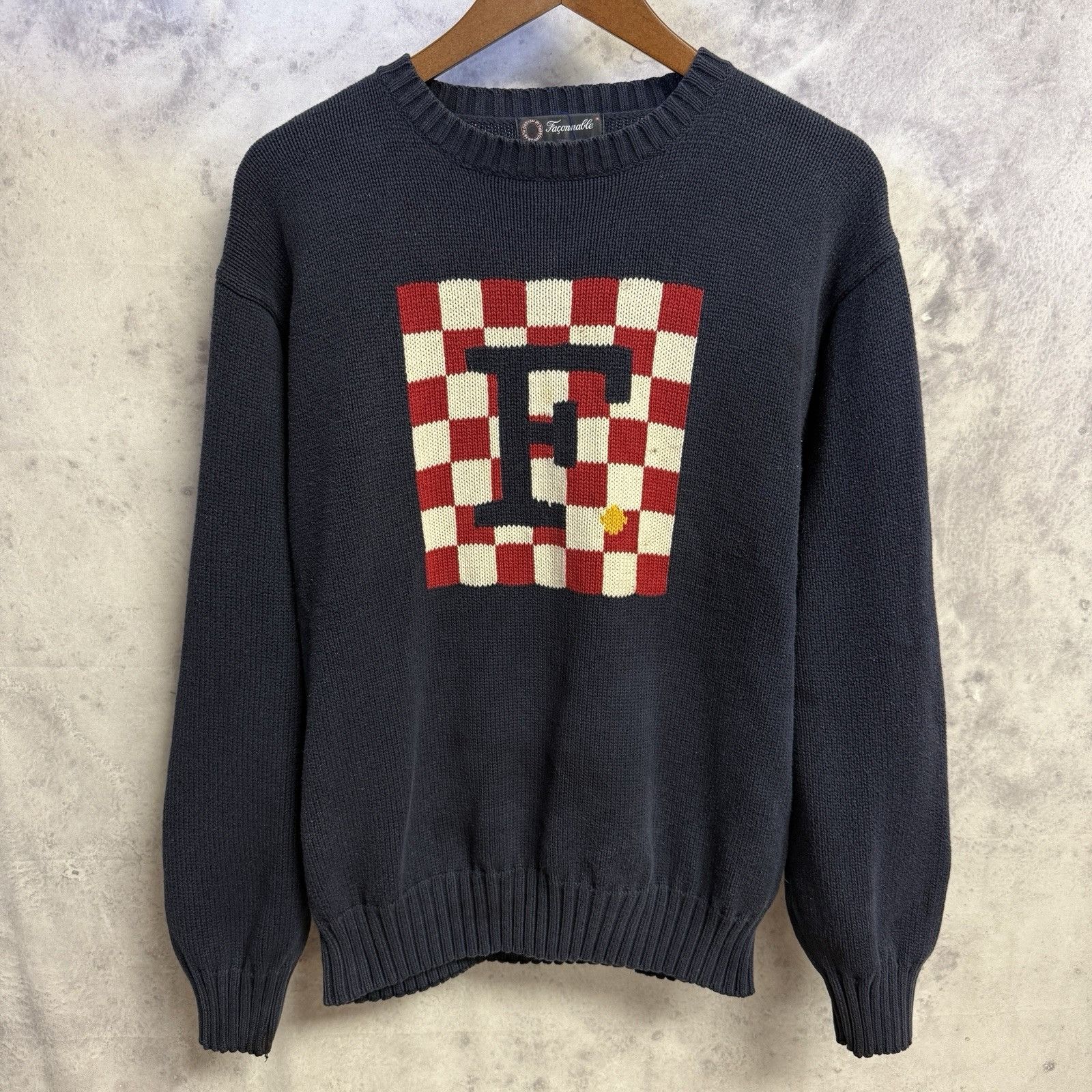 Faconnable Vintage Faconnable Knit Sweater Mens Large Blue Checked Boar Size US L / EU 52-54 / 3 - 2 Thumbnail
