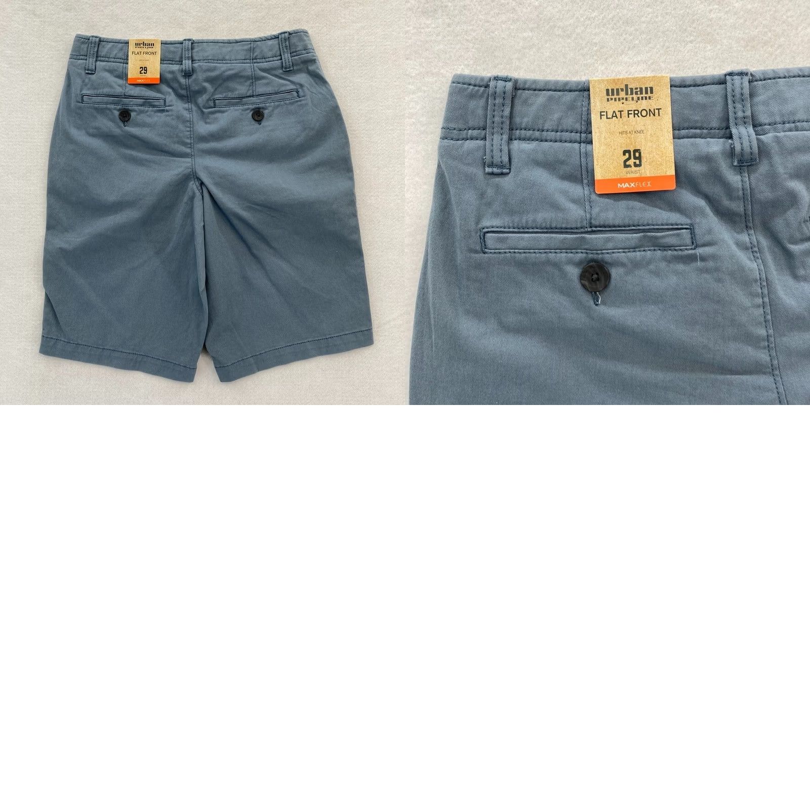 Vintage Urban Pipeline Shorts Mens 29 Blue Flat Front Chino Short 11" MaxFlex Navy NWT Size US 29 - 8 Thumbnail