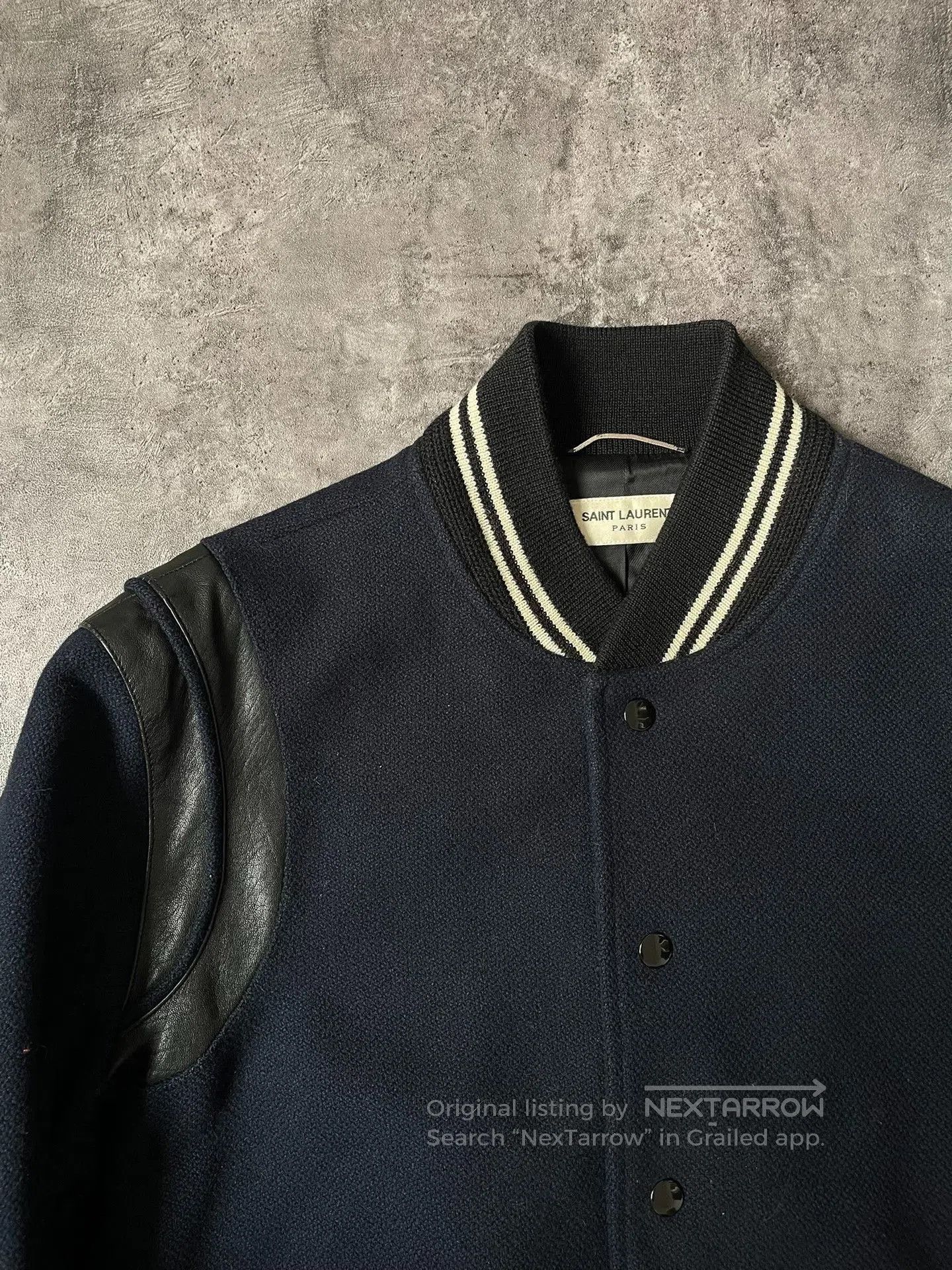 Saint Laurent Paris Saint Laurent Navy Varsity Wool Jacket. Size US M / EU 48-50 / 2 - 2 Thumbnail