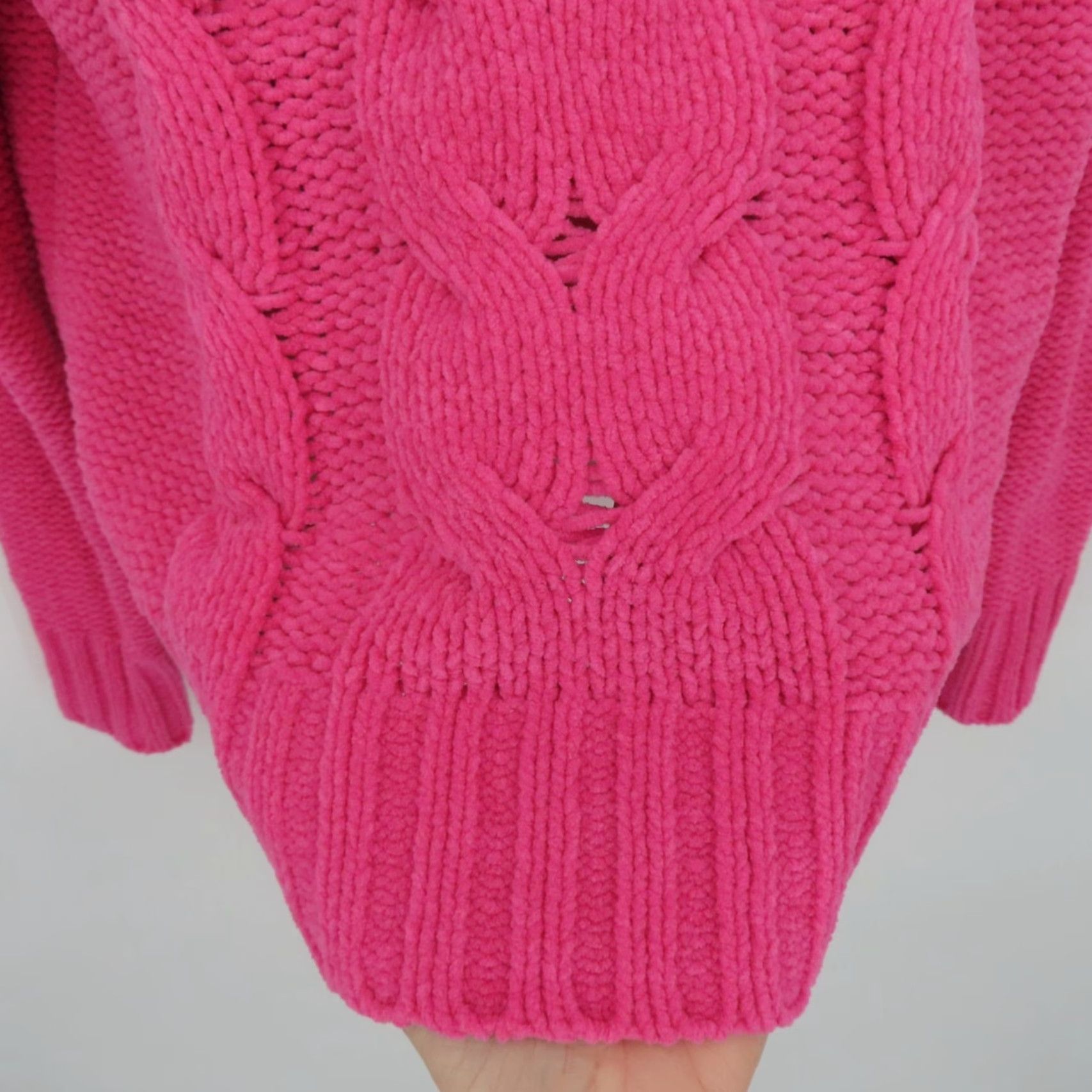 Vintage American Eagle Women Small Pink Cable Knit Chenille Pullover Sweater Crew Neck Size S / US 4 / IT 40 - 3 Thumbnail