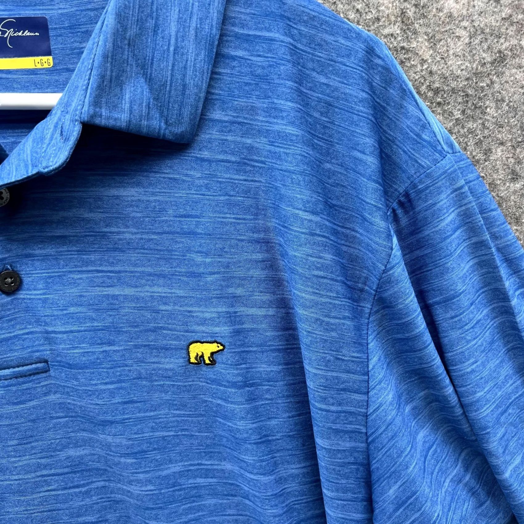 Vintage VINTAGE Jack Nicklaus Polo Shirt Men Large Heather Blue Bear Lakes Polyester Golf Casual Shirt Size US L / EU 52-54 / 3 - 4 Thumbnail