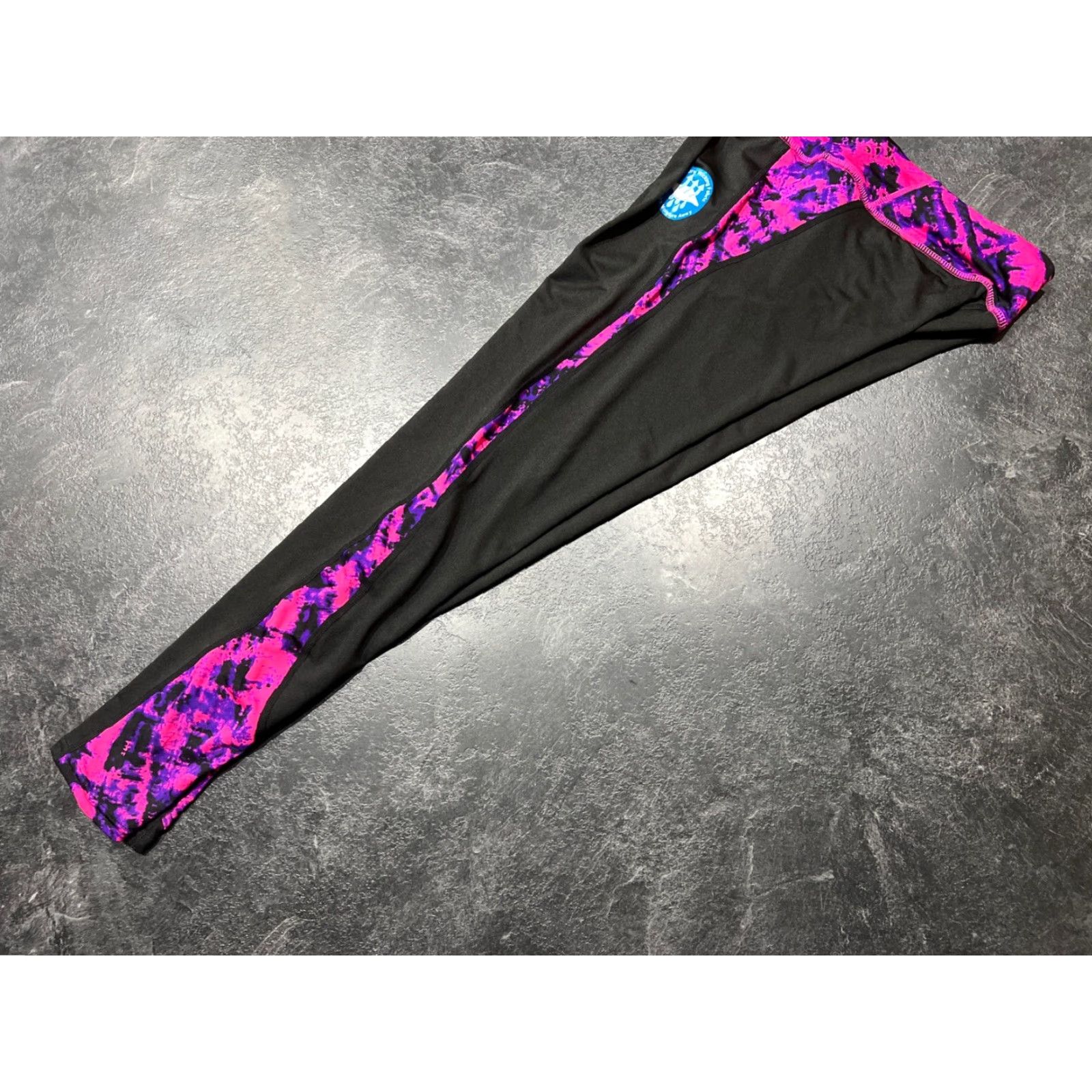 Vintage ZONE PRO Activewear Leggings Medium M Black Pink Geometric Compression Stretch Womens Size 32" / US 10 / IT 46 - 4 Thumbnail