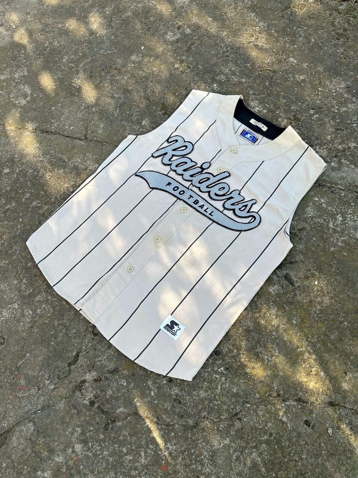 Vintage Oakland Raiders STARTER Pinstripe Baseball Jersey L NFL footba –  Rare_Wear_Attire