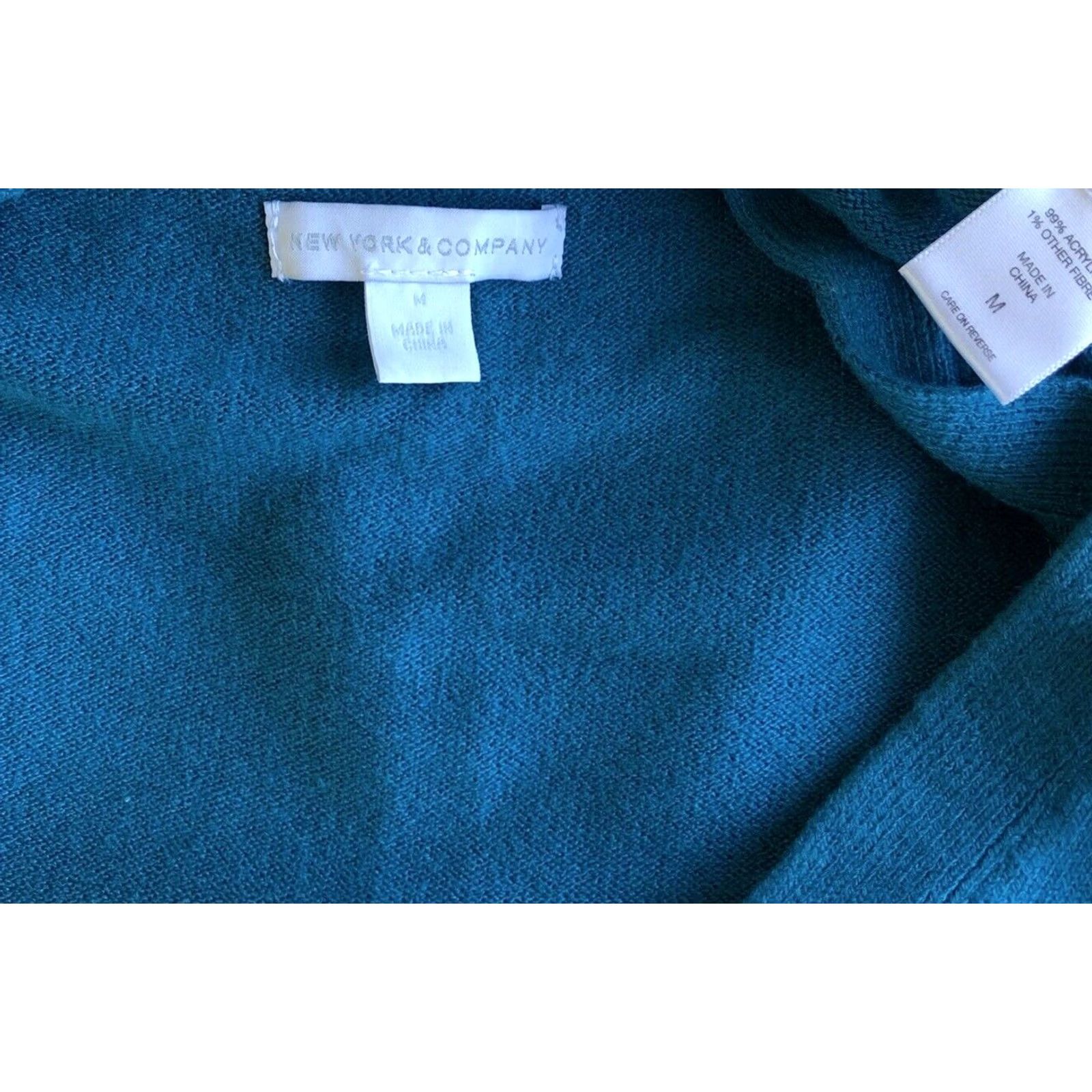 CO VINTAGE NYC Sweater Teal Argyle V-Neck Long Sleeve Pullover 90s Y2K Preppy Womens M Size M / US 6-8 / IT 42-44 - 4 Thumbnail