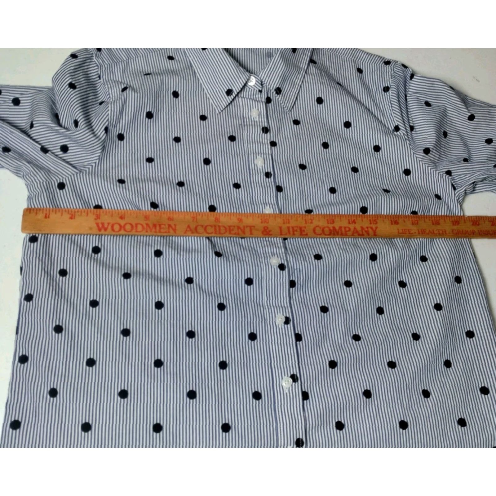 Talbots VINTAGE Talbots Women's Button-Up Blouse Size M Long Sleeve Cotton Casual Office Party Polka Dot Stripe Seasonal Size M / US 6-8 / IT 42-44 - 6 Thumbnail