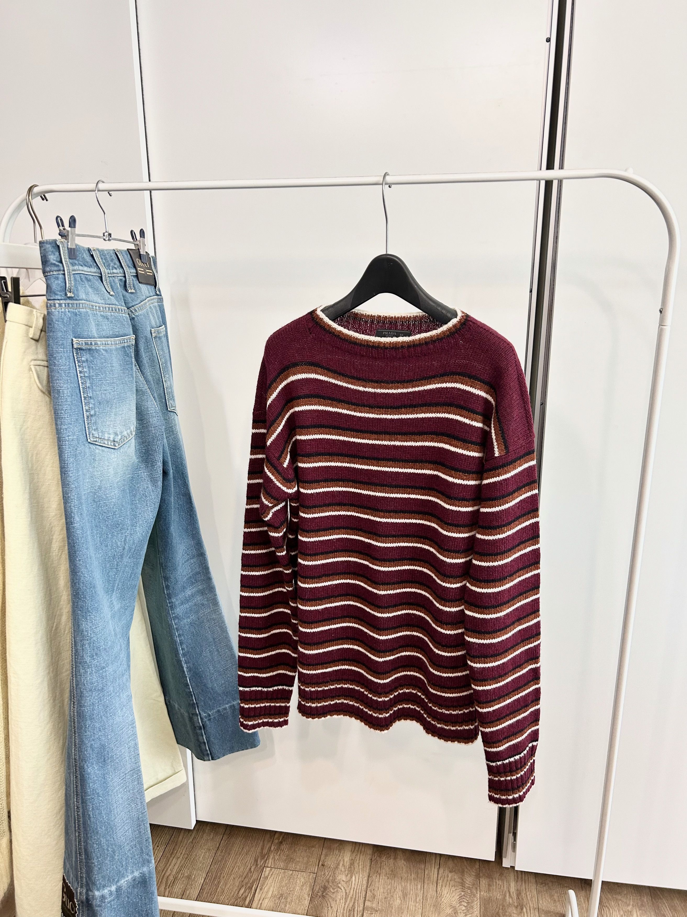 Prada PRADA Multi Pinstripe Knit Pullover Size US M / EU 48-50 / 2 - 1 Thumbnail