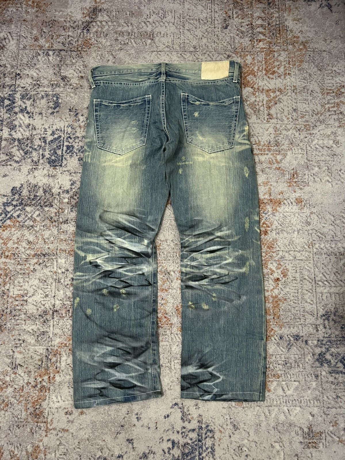If Six Was Nine Urban Craft HonneyComb Painted Distressed Jeans Size US 34 / EU 50 - 4 Thumbnail