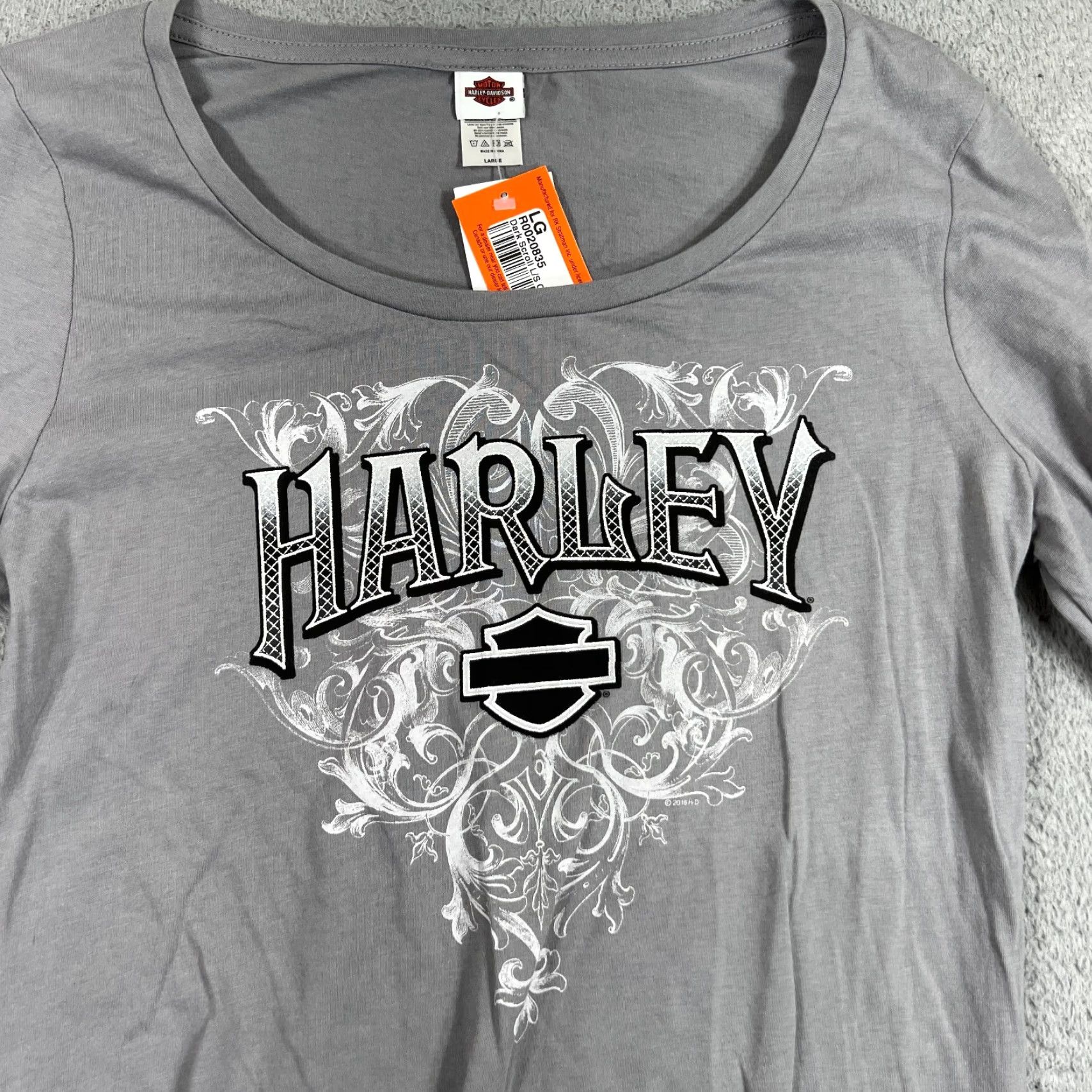 Harley Davidson Harley Davidson T-Shirt Women Long Sleeve Gray Embroidered Motorcycle Skull Casual product Size L / US 10 / IT 46 - 2 Thumbnail