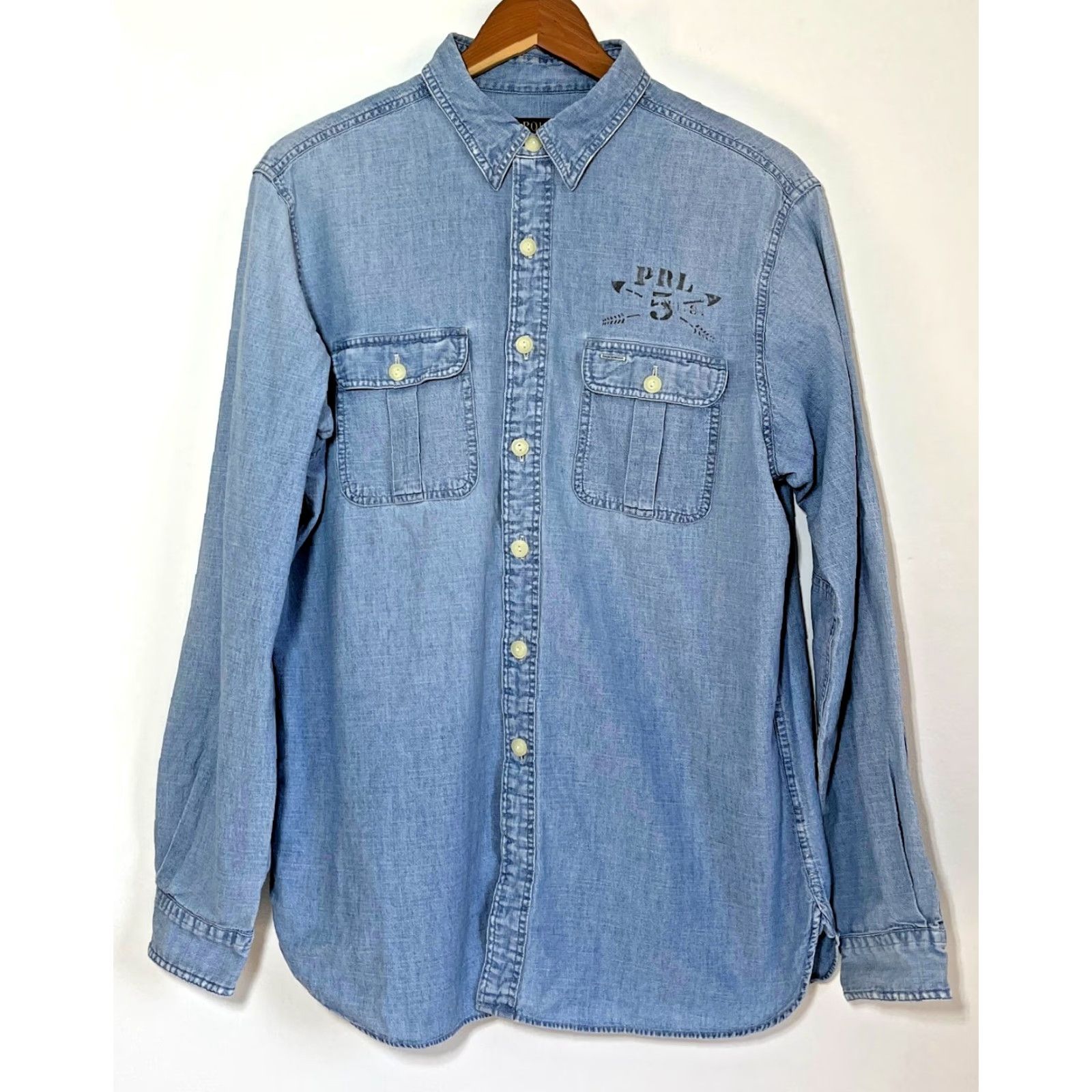 Polo Ralph Lauren VINTAGE Polo Ralph Lauren Shirt Polo Ralph Lauren Shirt Mens Blue Chambray Print Double-Sided Sz L Size US L / EU 52-54 / 3 - 2 Thumbnail
