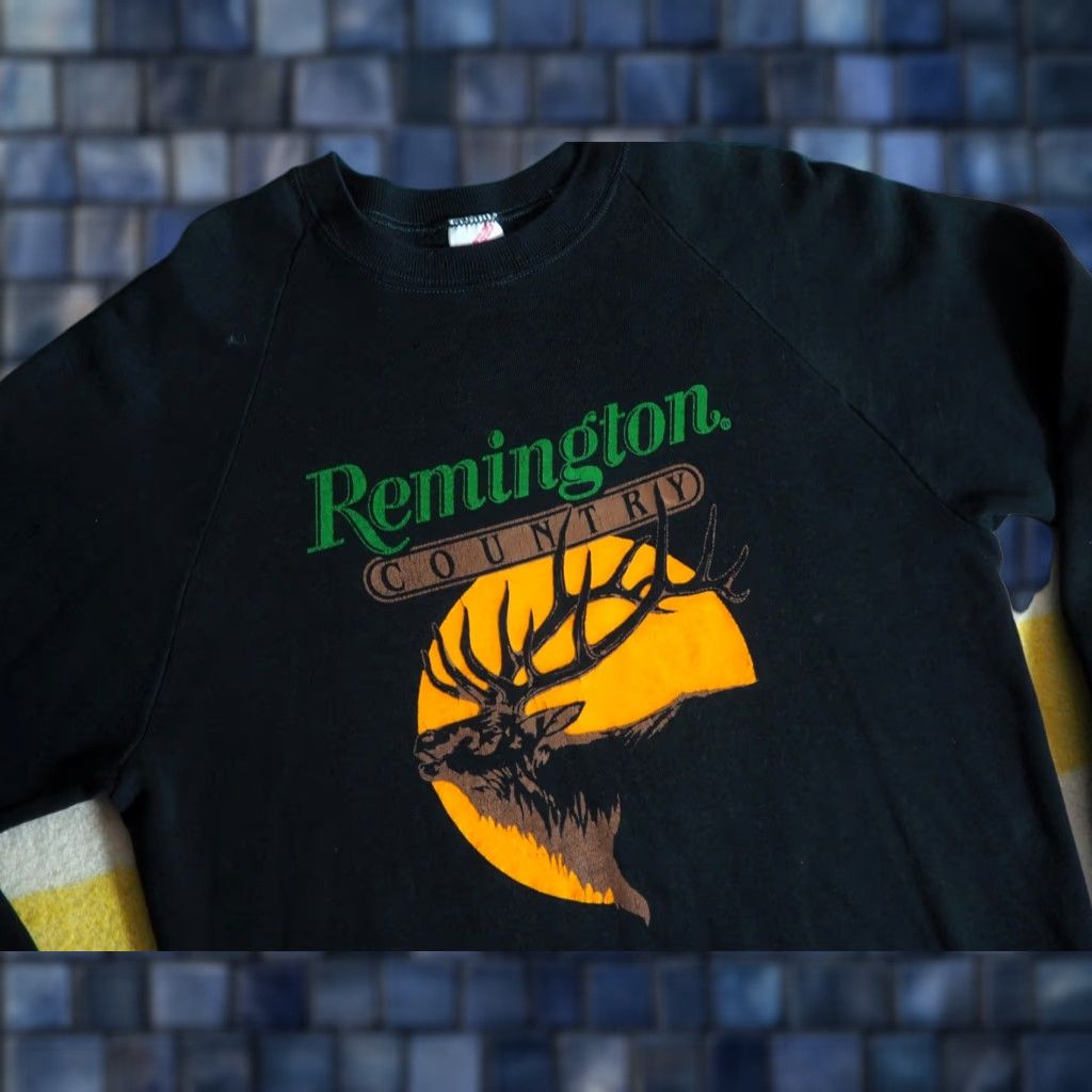 Jerzees VTG Jerzees Pullover Sweatshirt Black M 90s Graphic Print Hunting Remington Elk USA Mens L Size US L / EU 52-54 / 3 - 1 Thumbnail