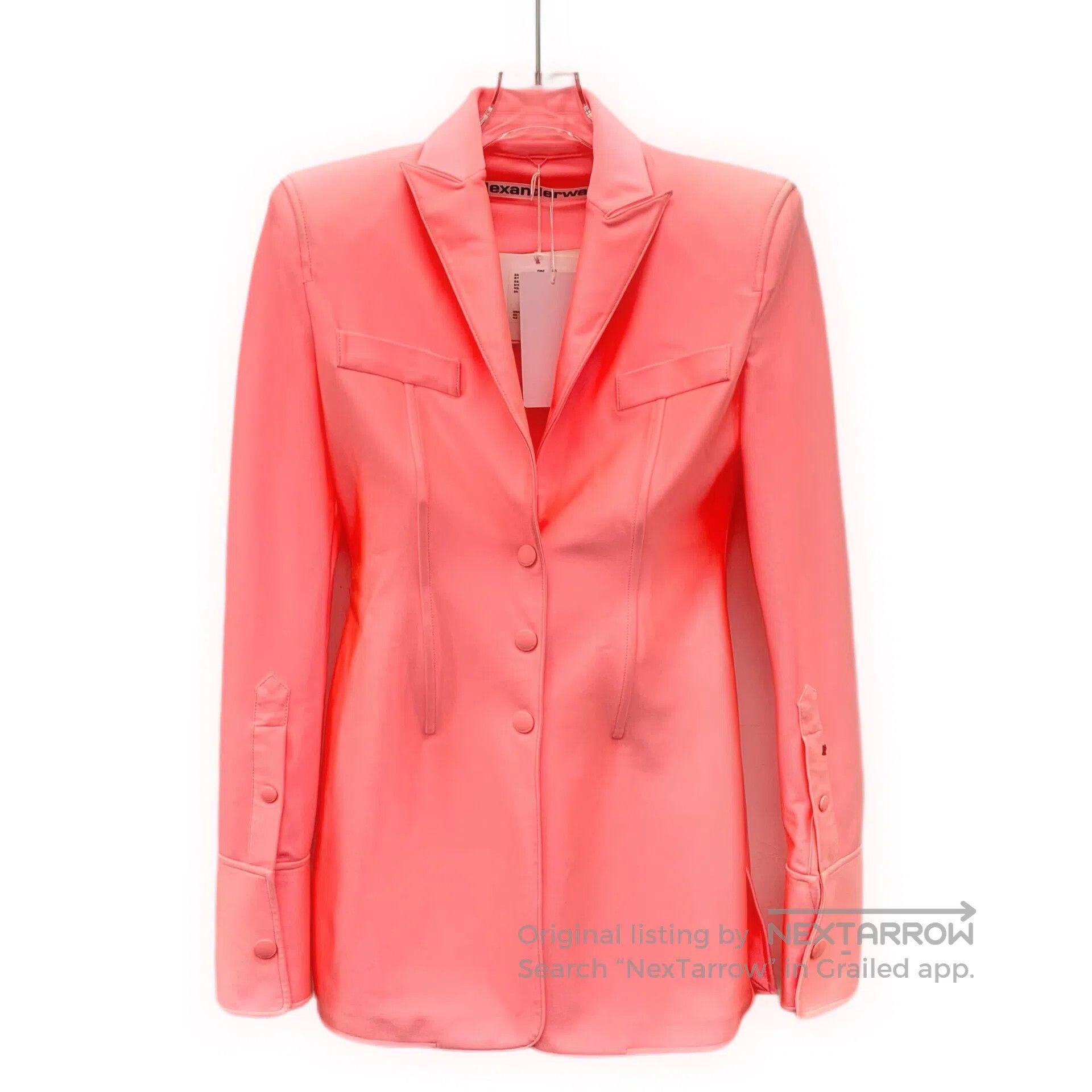 Alexander Wang Alexander Wang Fluorescent Pink Collar Single Breasted Lon Size US XS / EU 42 / 0 - 1 Thumbnail