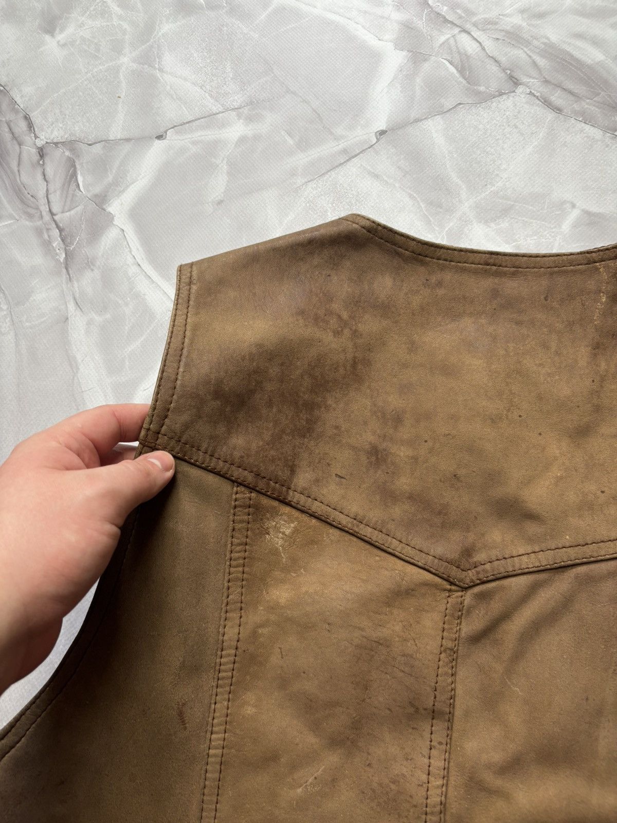 Cowboy Equipment Santa Fe Leather Vest Western Cowboy Distressed Patina L Size L / US 10 / IT 46 - 11 Thumbnail