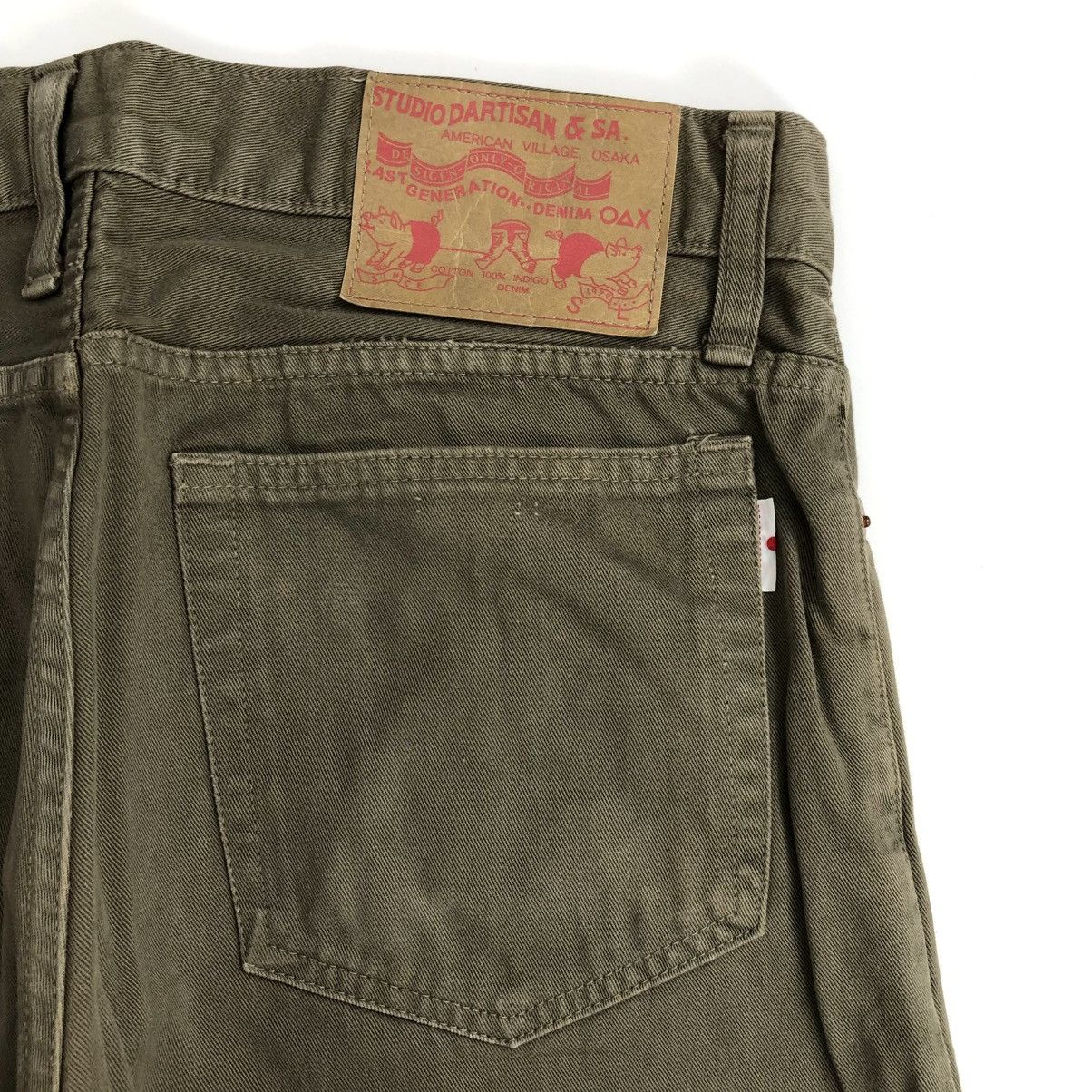 Japanese Brand × Studio D'Artisan × Vintage 🐷 Vintage Studio D'Artisan Olive Green Washed Jeans Size US 31 - 12 Thumbnail