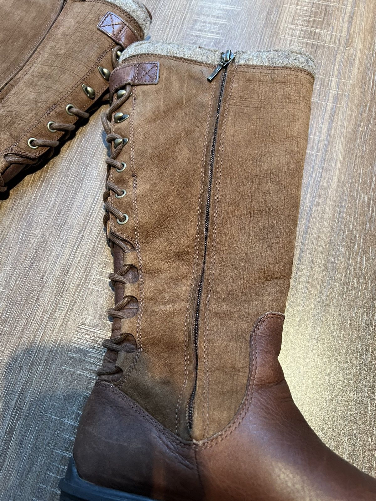 UGG Smithfield Brown Suede Leather Riding Boots Womens 7