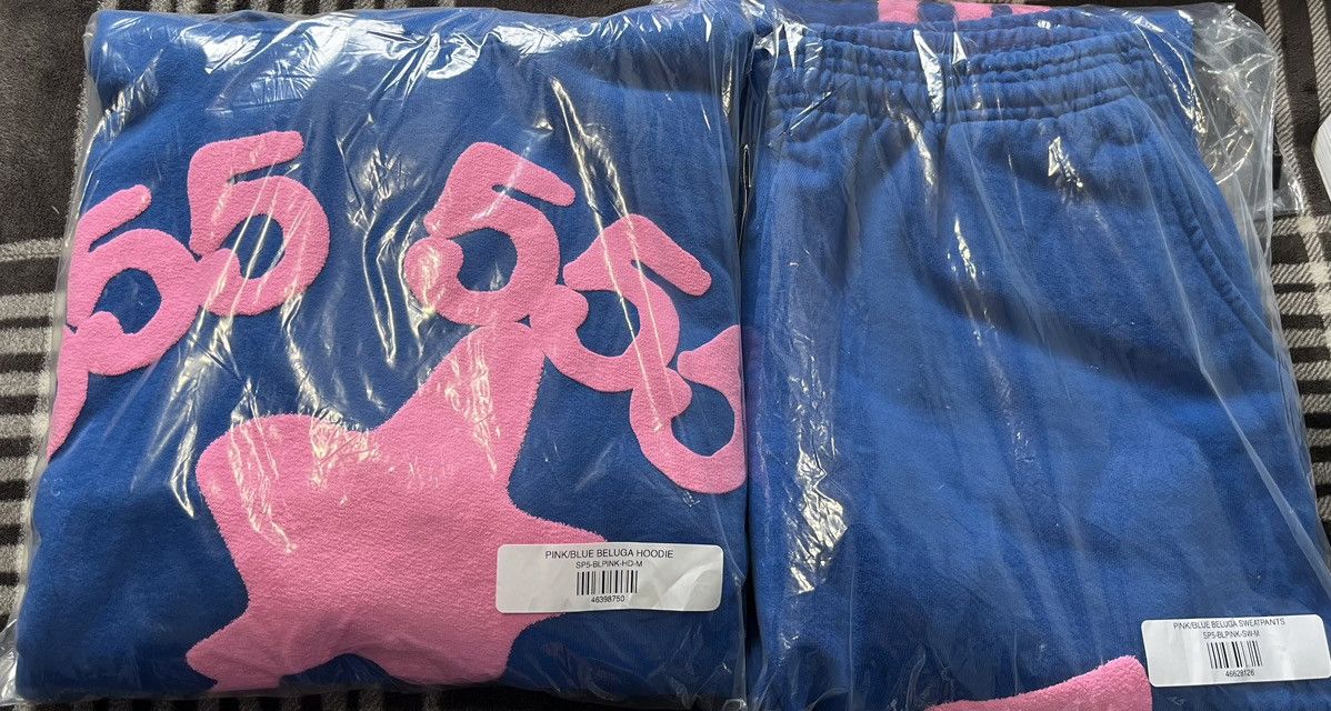 LAST DROP EVER SP5DER WORLDWIDE Blue Beluga Hoodie/Sweats M