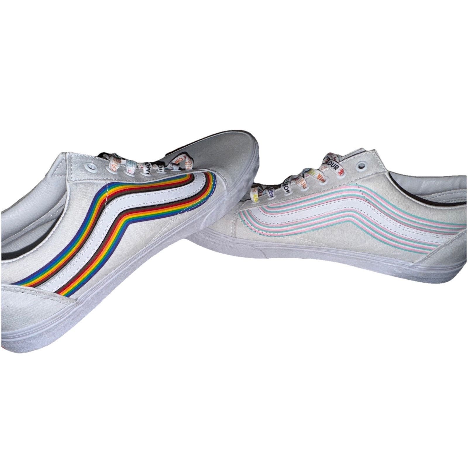 Vans VANS OLD SKOOL PRIDE RAINBOW SKATE SNEAKER White Rainbow EUC Size US 12 / IT 42 - 9 Thumbnail