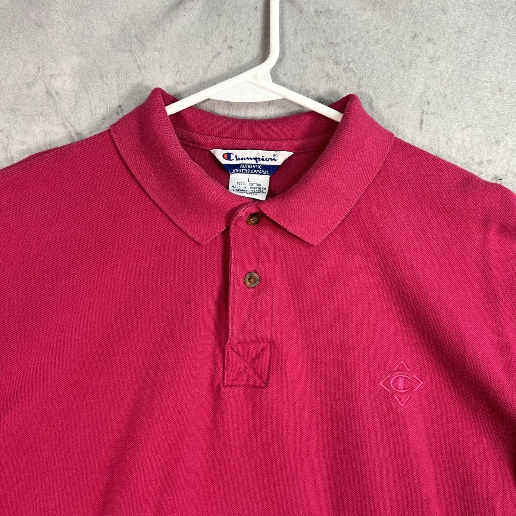 Champion VINTAGE Champion Classic Logo Polo Shirt Mens Adult Large Pink Short Sleeve Shirt Polo Mens Size US L / EU 52-54 / 3 - 4 Thumbnail