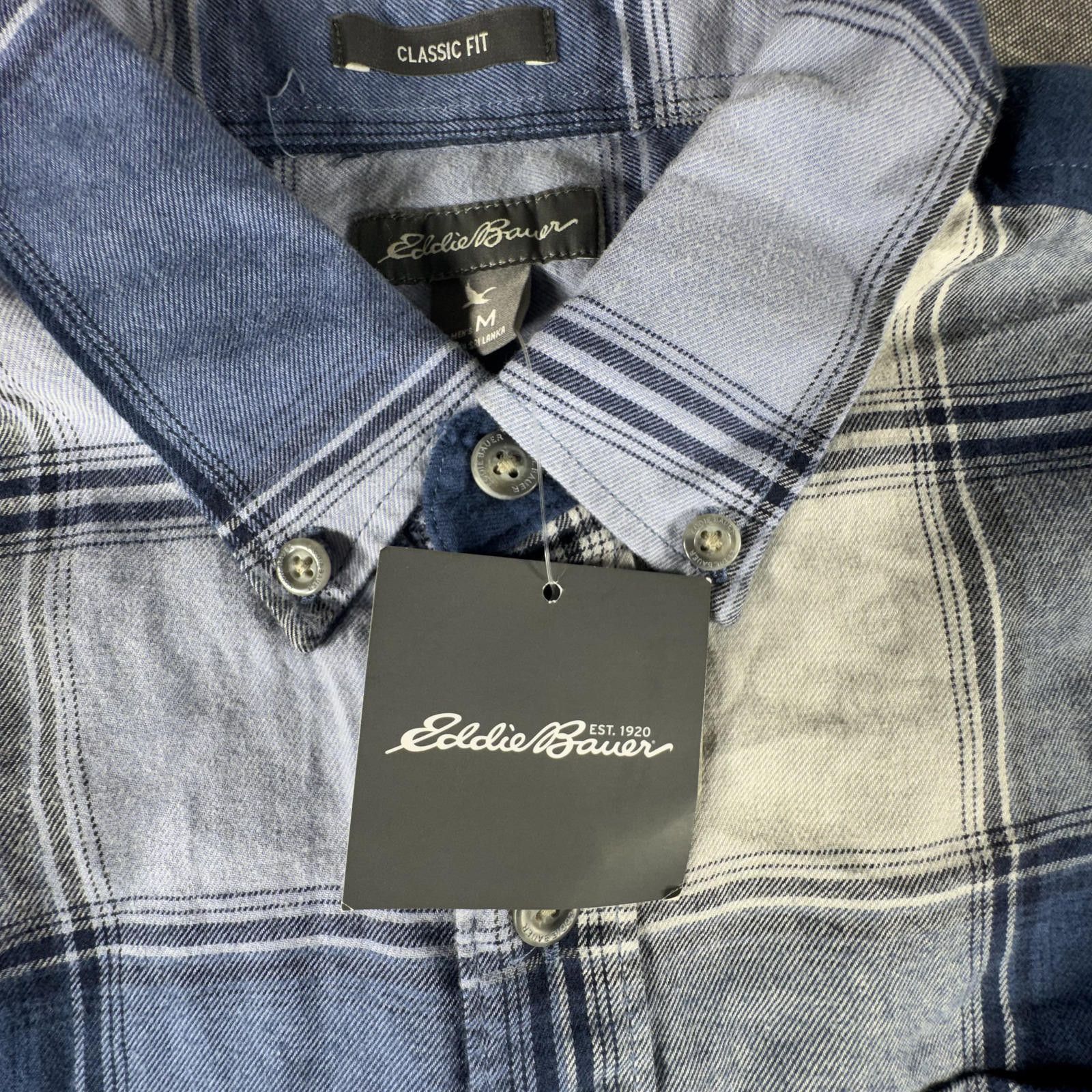 L.L. Bean Eddie Bauer Shirt Women's M Blue Brown Classic Fit Plaid NEW Size US L / EU 52-54 / 3 - 7 Thumbnail