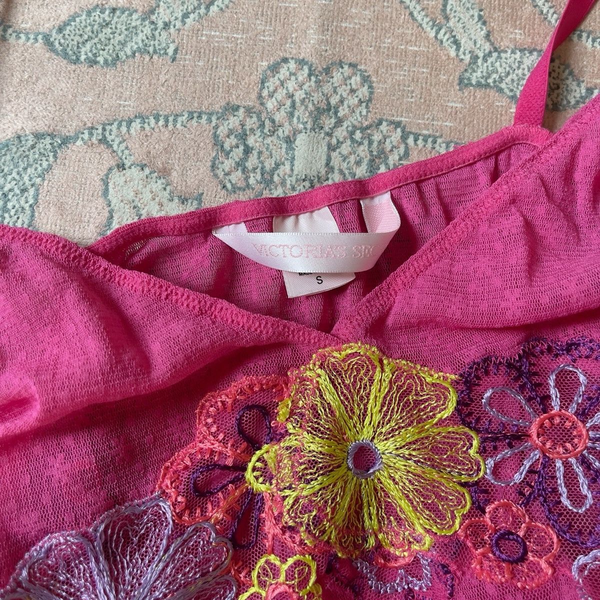 Victoria's Secret Victoria’s Secret Pink Floral Mesh Slip Dress (XS–S) Size S / US 4 / IT 40 - 10 Thumbnail
