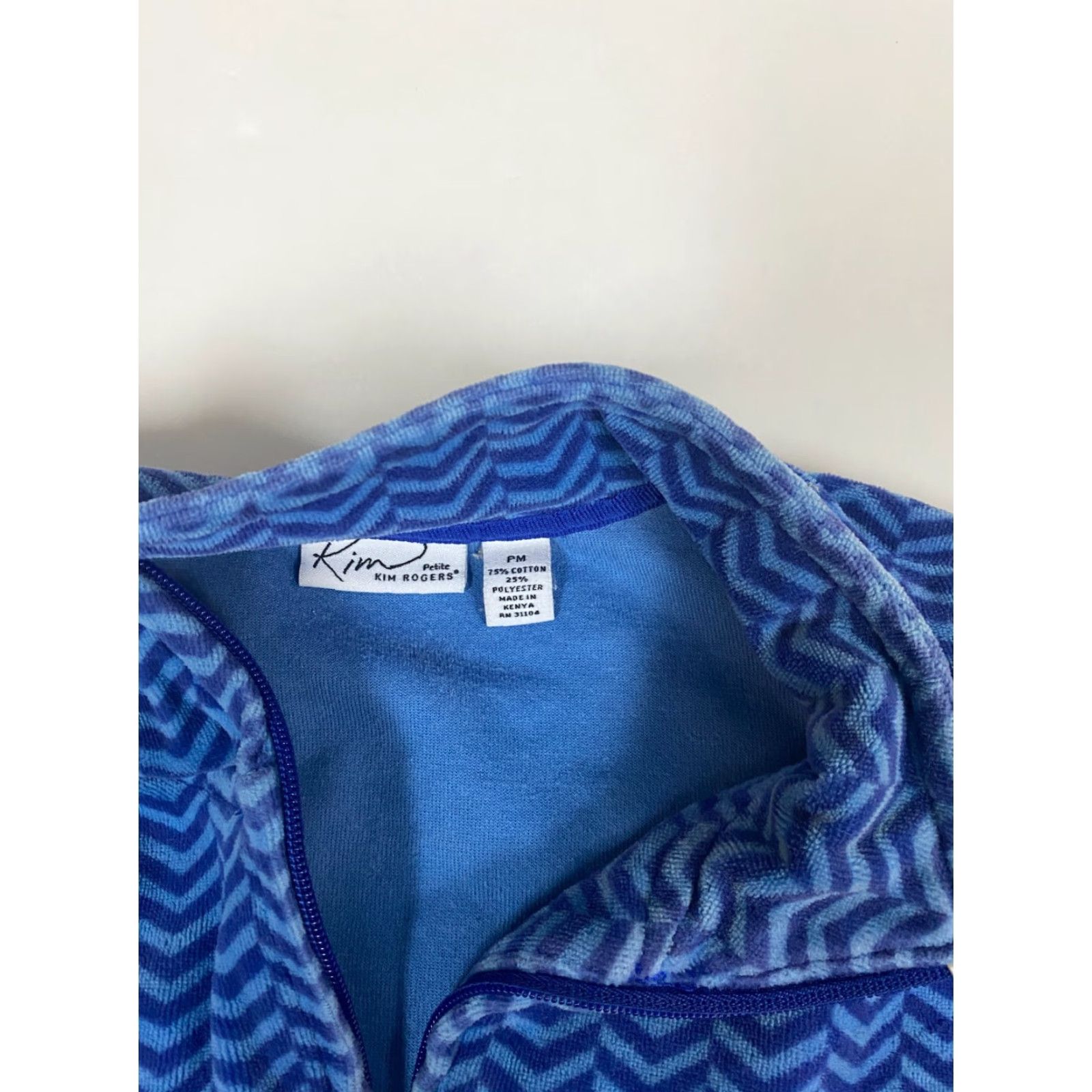 Vintage Kim Rogers Womens Sweater Full Zip Dolman Sleeves blue PM Petites Knit Logo Mock Neck Lightweight Size M / US 6-8 / IT 42-44 - 4 Thumbnail