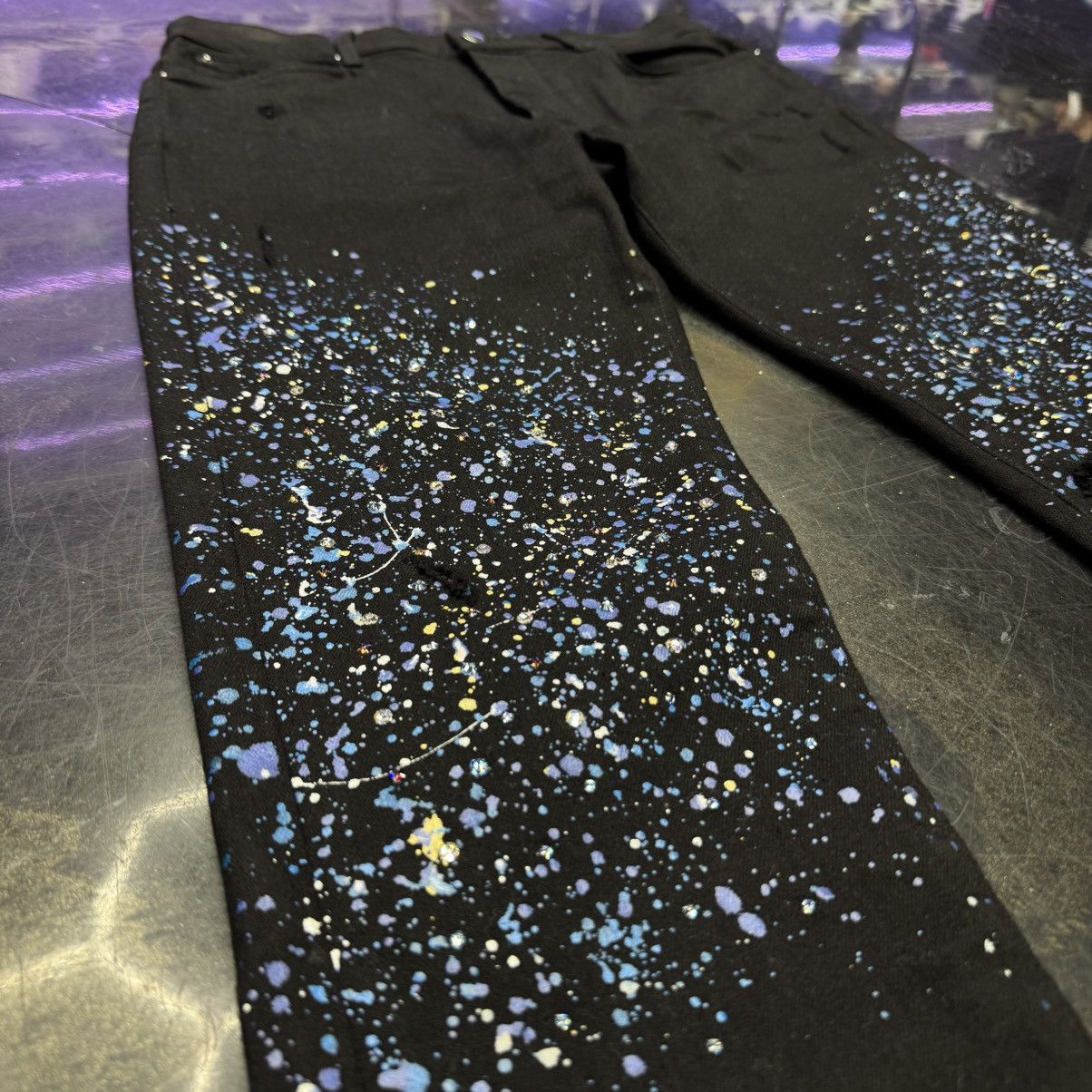 Amiri Amiri Blue Crystal Painter Jeans Black Size US 34 / EU 50 - 4 Thumbnail