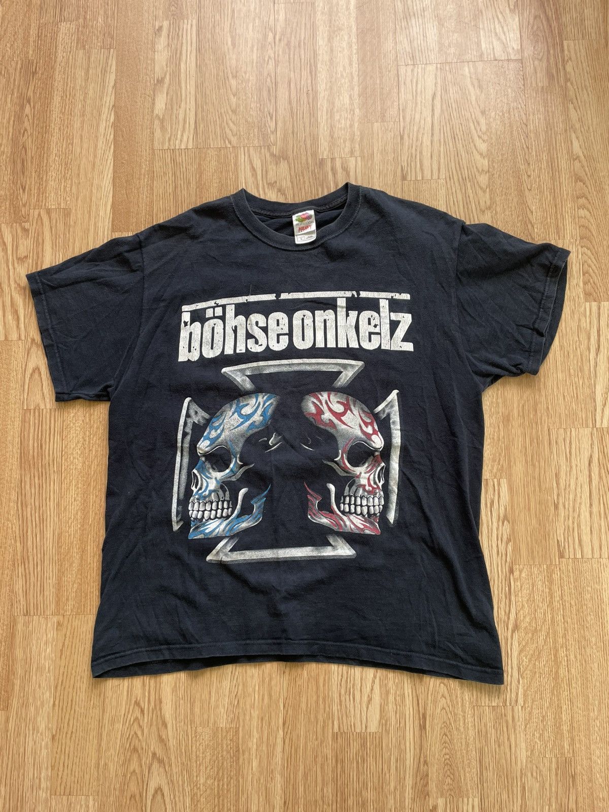 Band Tees × Vintage Vintage Bohse Onkelz Skull Metal Band Tee Shirt 90s Size US L / EU 52-54 / 3 - 7 Thumbnail