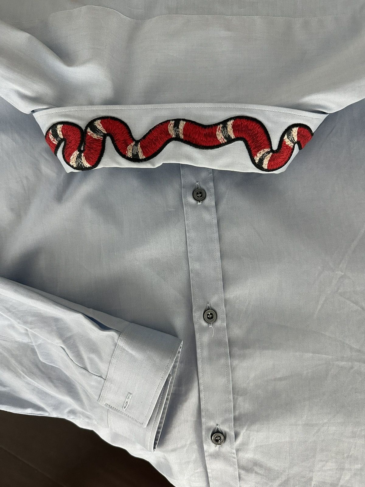Gucci Gucci Snake Blue Button Up Size US L / EU 52-54 / 3 - 7 Thumbnail