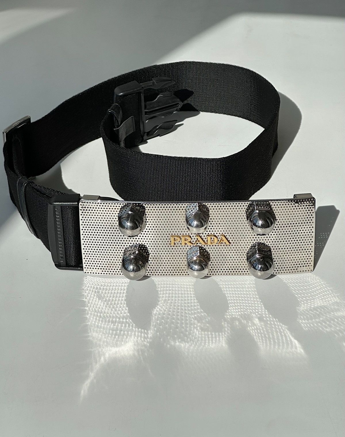 Prada PRADA FW 2007 Massive Studded Screws Logo Metal Belt runway Size ONE SIZE - 9 Thumbnail