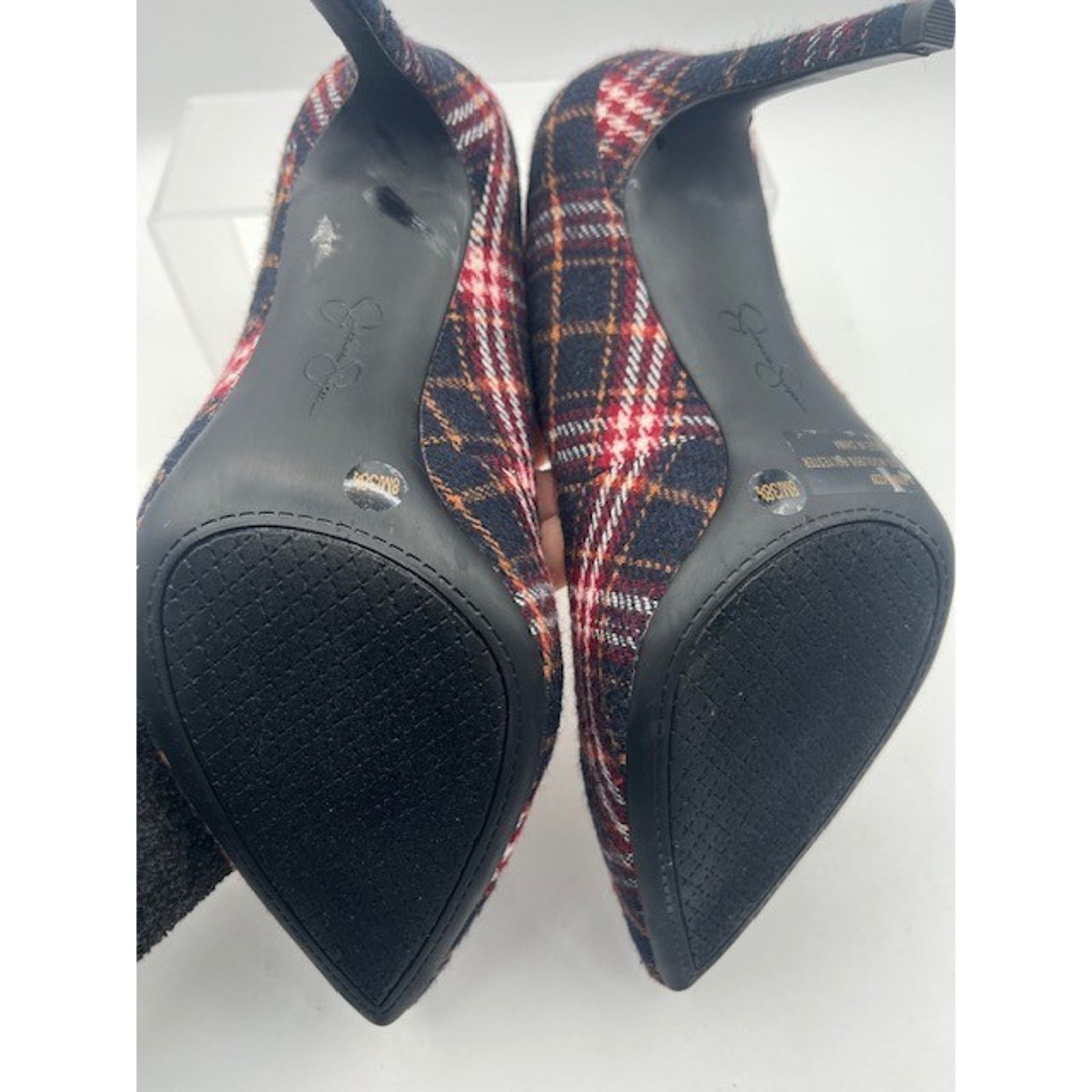 Jessica Simpson Jessica Simpson Haneh Plaid Pumps Heels RED BLACK WHITE Size US 8 / IT 38 - 9 Thumbnail