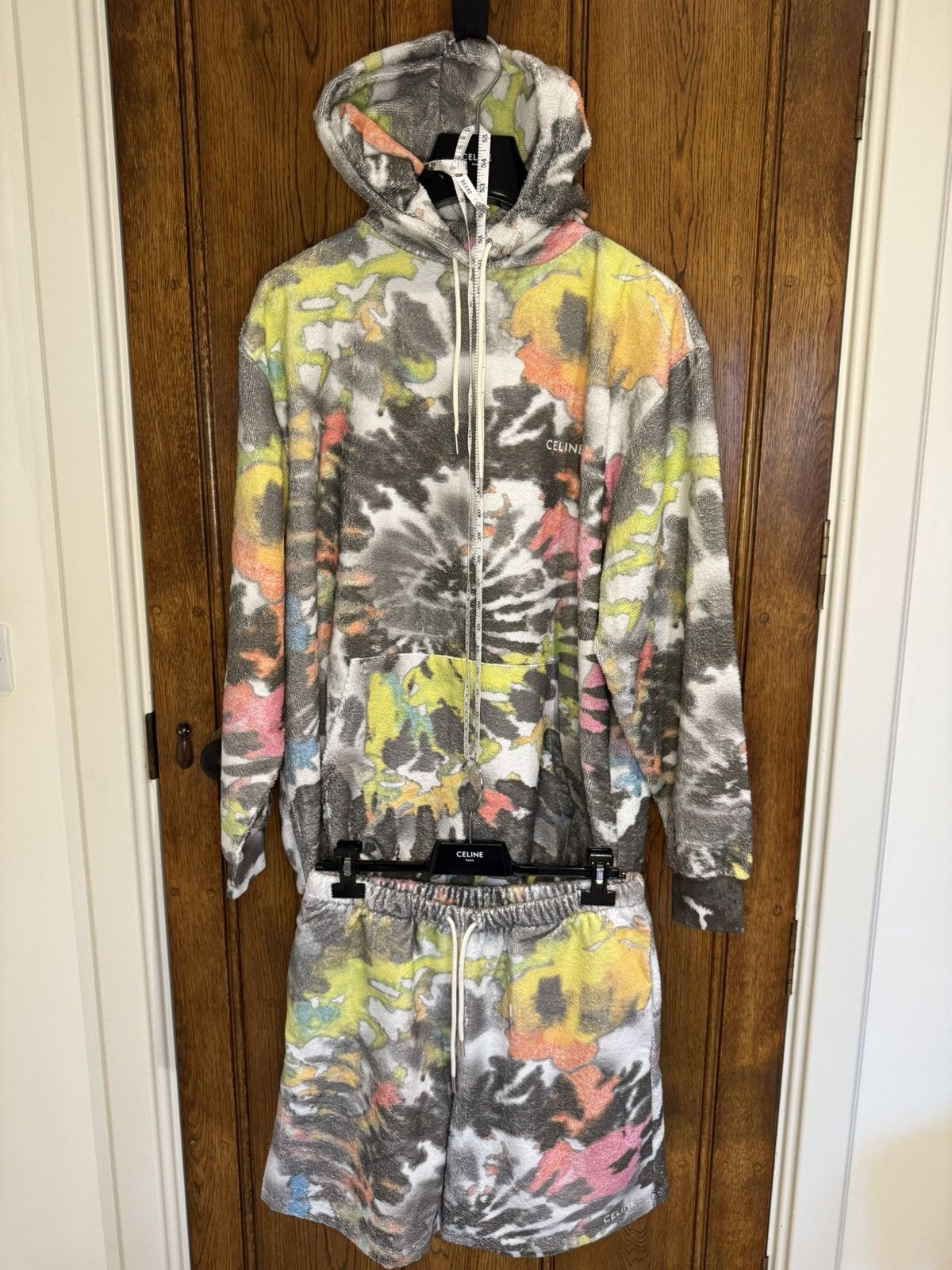 Celine $2.15k SS24 Celine tie dye tracksuit hoodie shorts Hedi Size US L / EU 52-54 / 3 - 1 Thumbnail