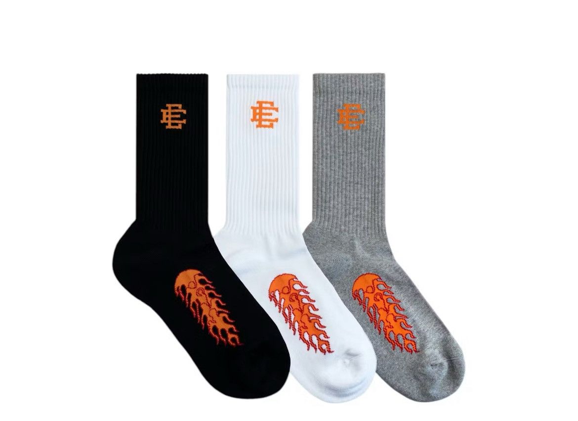 Eric Emanuel Eric Emanuel black white grey flame socks 3-pack Size ONE SIZE - 1 Thumbnail