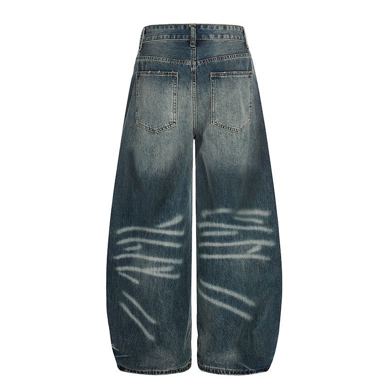 Vintage Retro distressed washed whiskered scimitar jeans for men Size US 32 / EU 48 - 2 Thumbnail