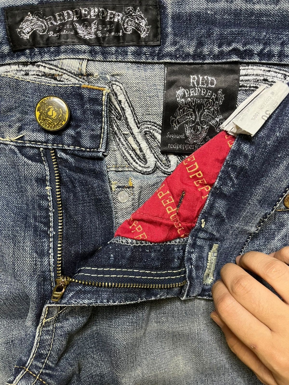 Japanese Brand Vintage Japanese Brand Patches Embroidery Distressed Jeans Size US 32 / EU 48 - 10 Thumbnail
