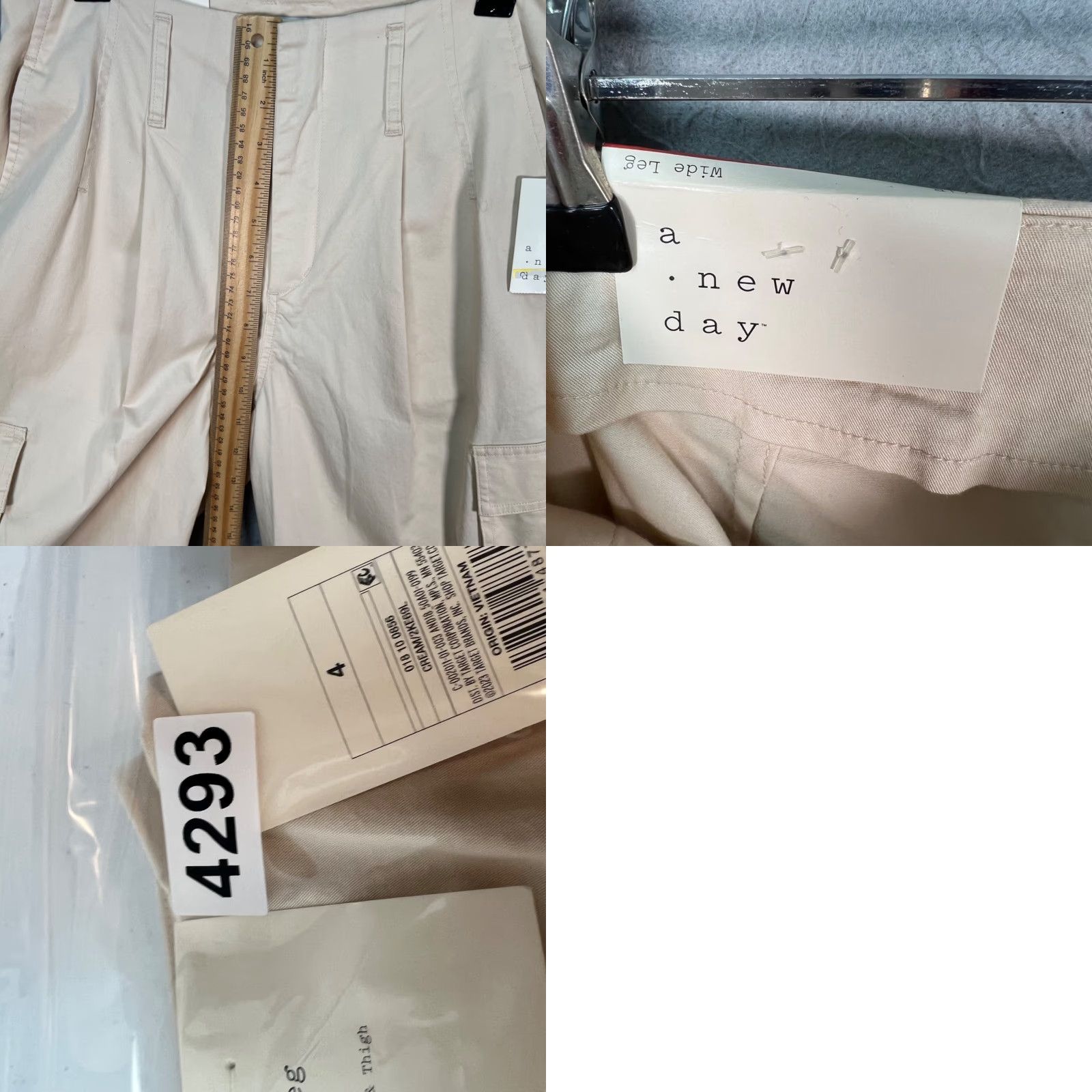 Vintage A New Day Womens Pant Cargo Wide-Leg Beige Stretch Cotton Blend High Rise 4R Size 27" / US 4 / IT 40 - 9 Thumbnail