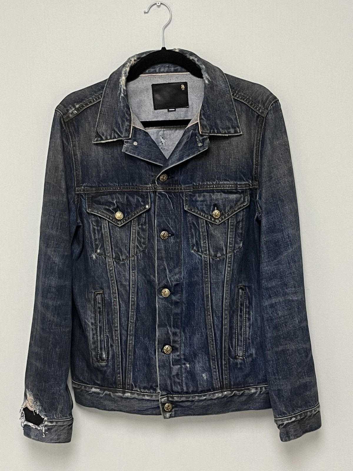 R13 Denim Trucker Distressed Jacket. Medium Size M / US 6-8 / IT 42-44 - 1 Thumbnail