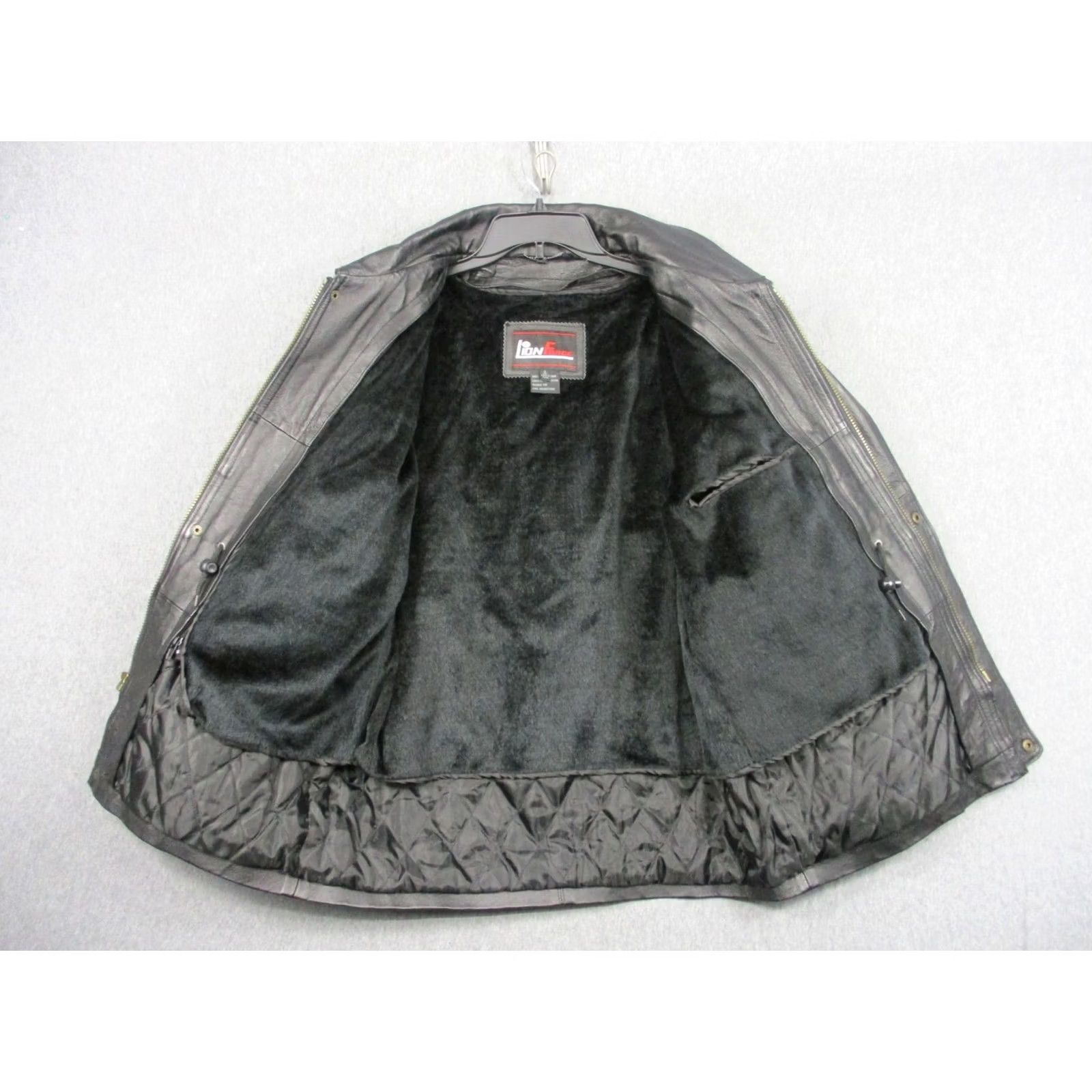 Vintage Lion Force Leather Overcoat Mens XL Black Full Zip Pockets Lined Warm Winter Size US XL / EU 56 / 4 - 5 Thumbnail