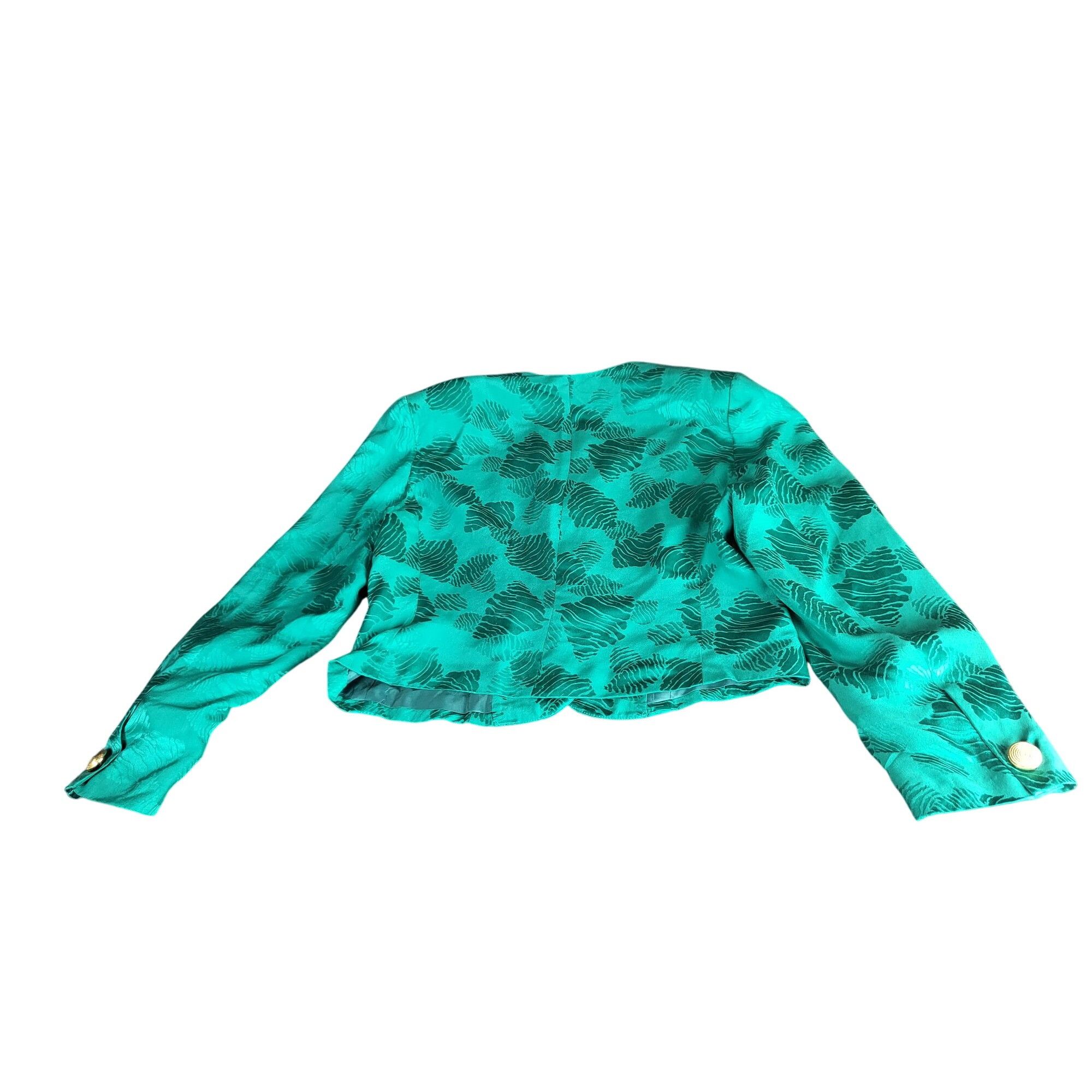 Neiman Marcus Vintage Neiman Marcus VNeck Blazer Women Sz 10 Green Floral Size L / US 10 / IT 46 - 2 Thumbnail