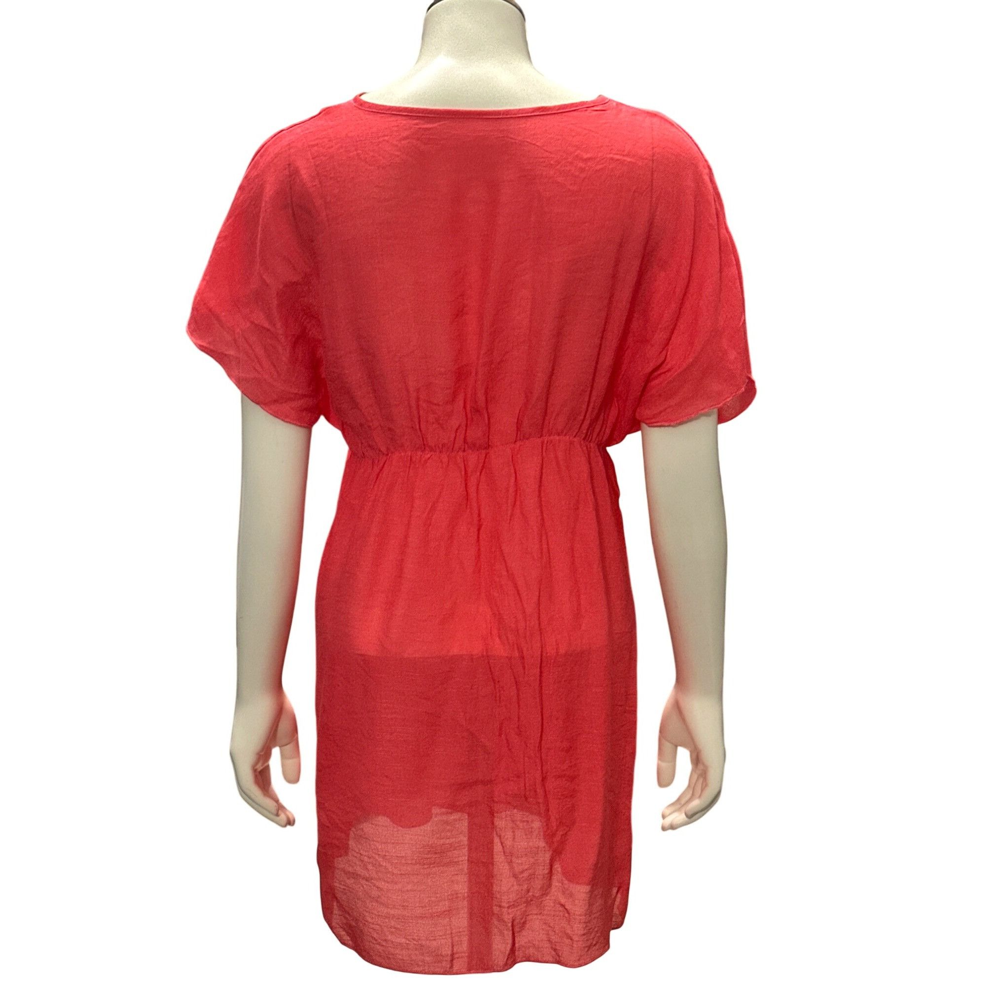 Other CCC Rose Red Sheer V Neck Mini Dress With Short Sleeves Cove Size M / US 6-8 / IT 42-44 - 3 Thumbnail