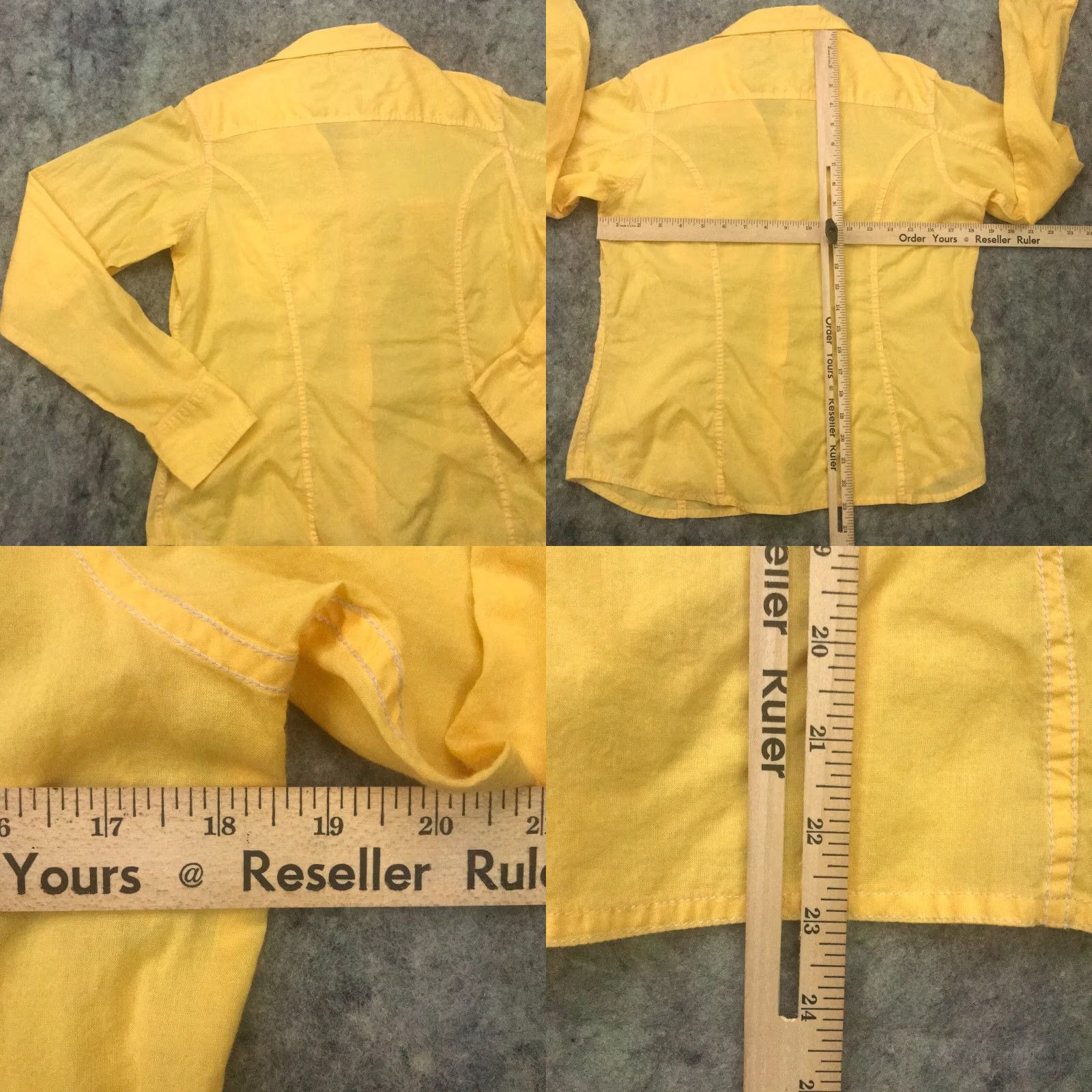 Vintage L.L. Bean Women's Button-Up Shirt Medium Yellow Long Sleeve Semi-Sheer V-Neck Casual Blouse Size M / US 6-8 / IT 42-44 - 8 Thumbnail